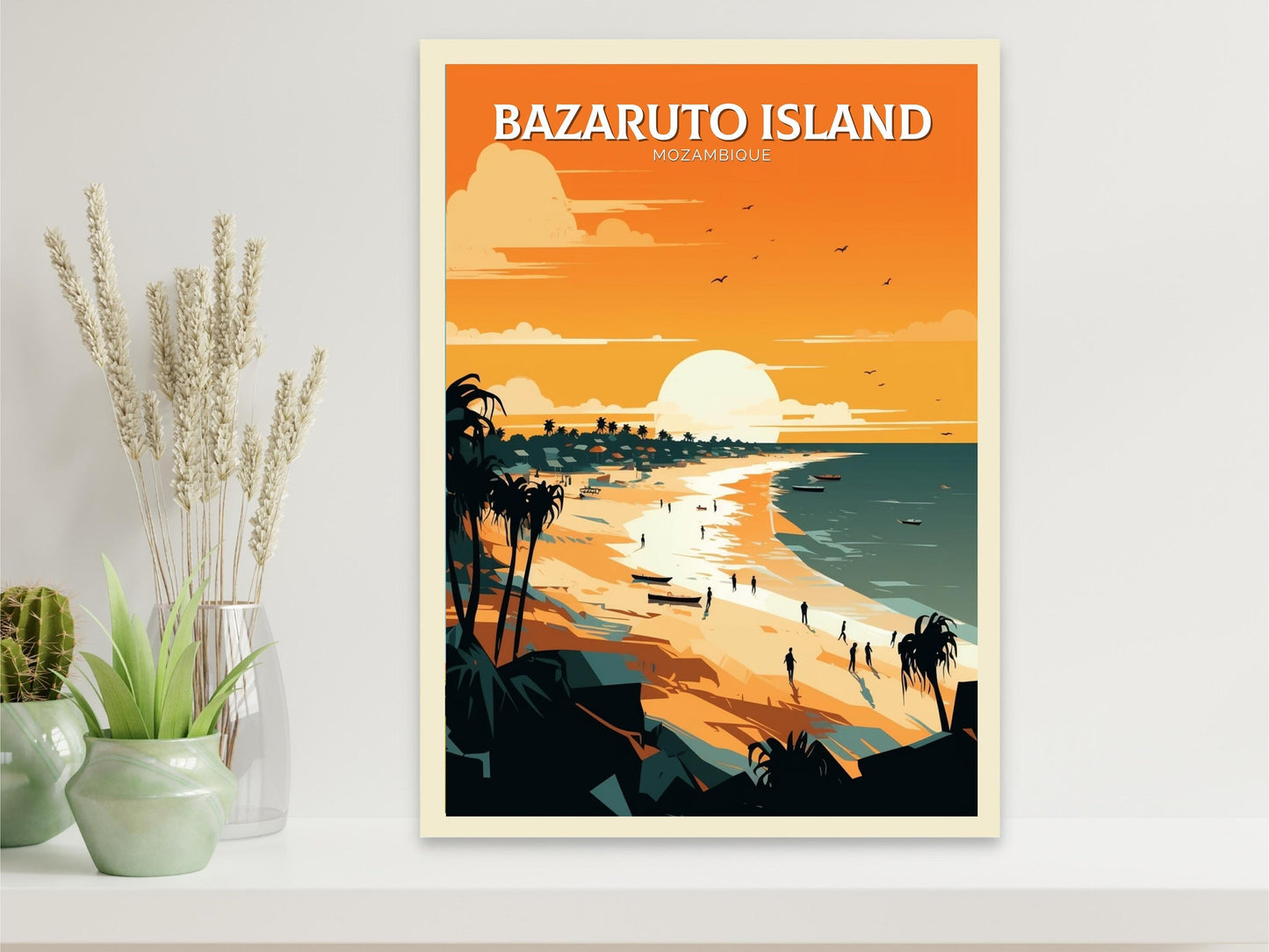 Bazaruto Island Travel Print | Bazaruto Island Illustration | Mozambique Wall Art | Mozambique Print | Mozambique Home Decor | ID 095