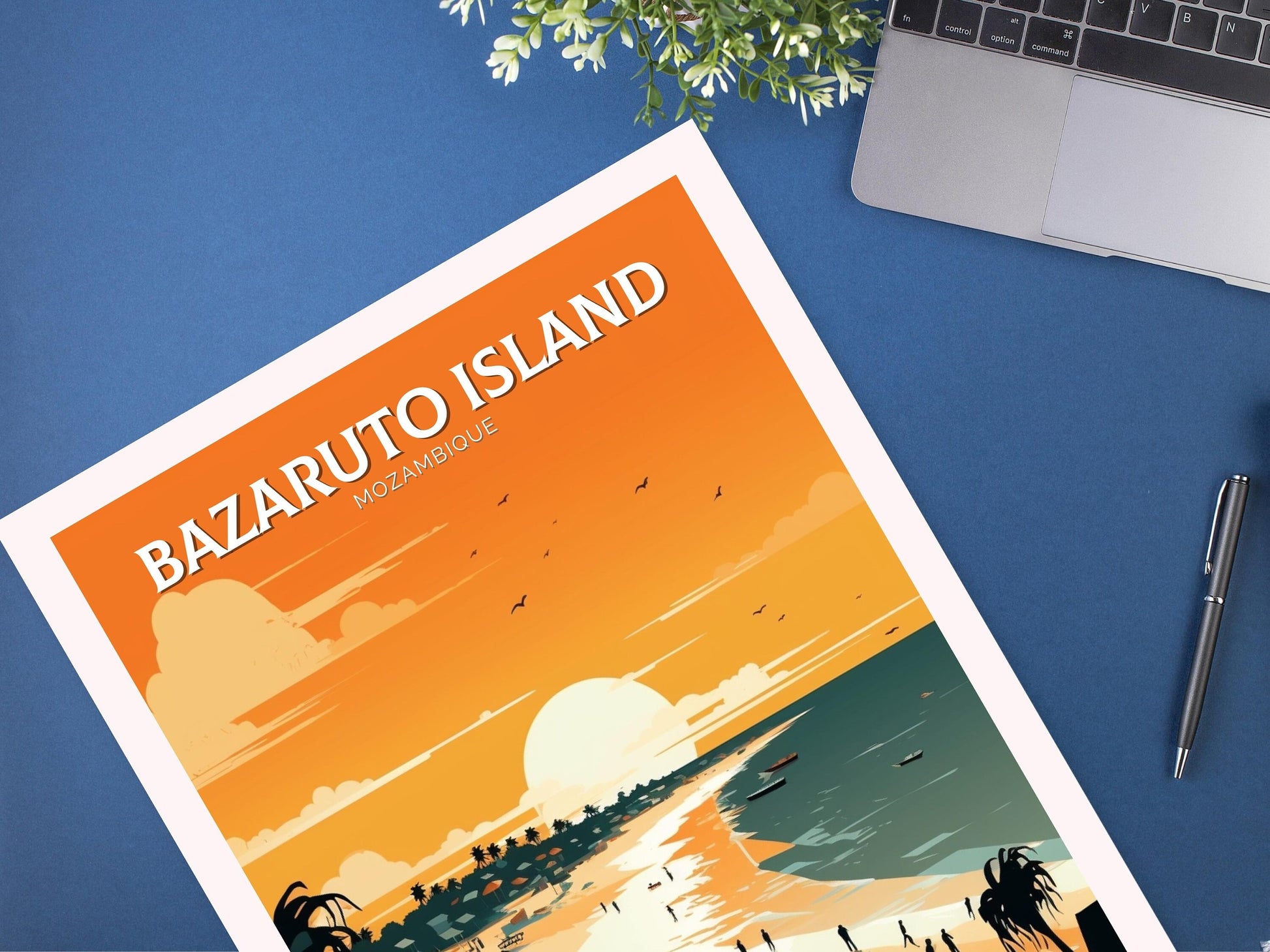 Bazaruto Island Travel Print | Bazaruto Island Illustration | Mozambique Wall Art | Mozambique Print | Mozambique Home Decor | ID 095