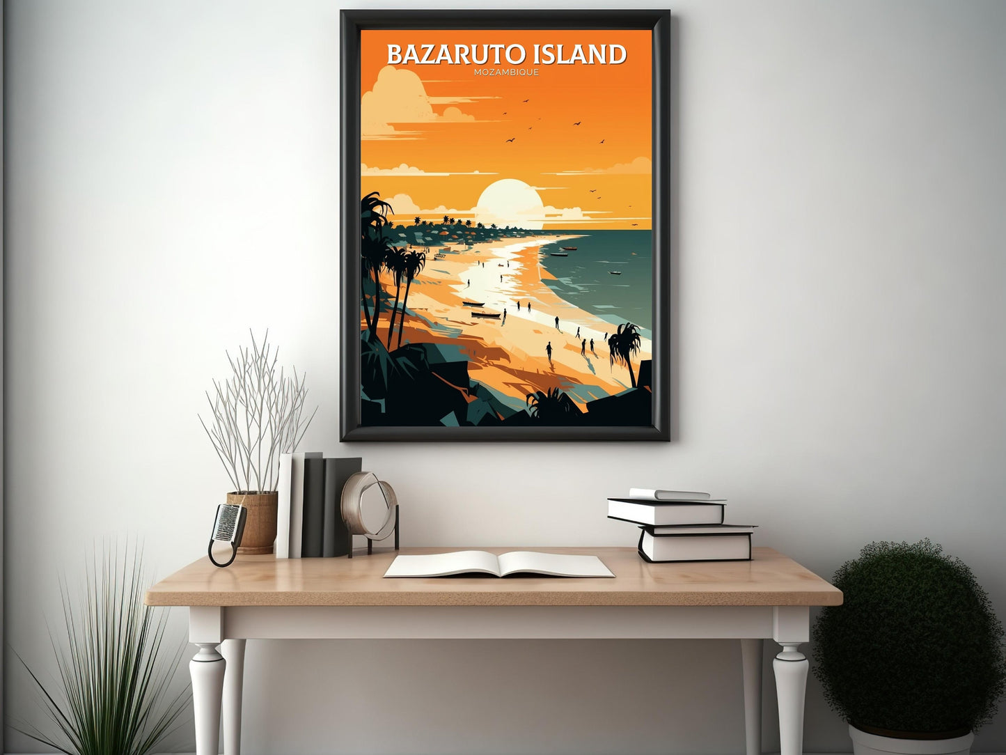 Bazaruto Island Travel Print | Bazaruto Island Illustration | Mozambique Wall Art | Mozambique Print | Mozambique Home Decor | ID 095