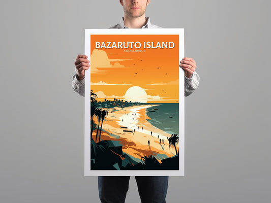 Bazaruto Island Travel Print | Bazaruto Island Illustration | Mozambique Wall Art | Mozambique Print | Mozambique Home Decor | ID 095