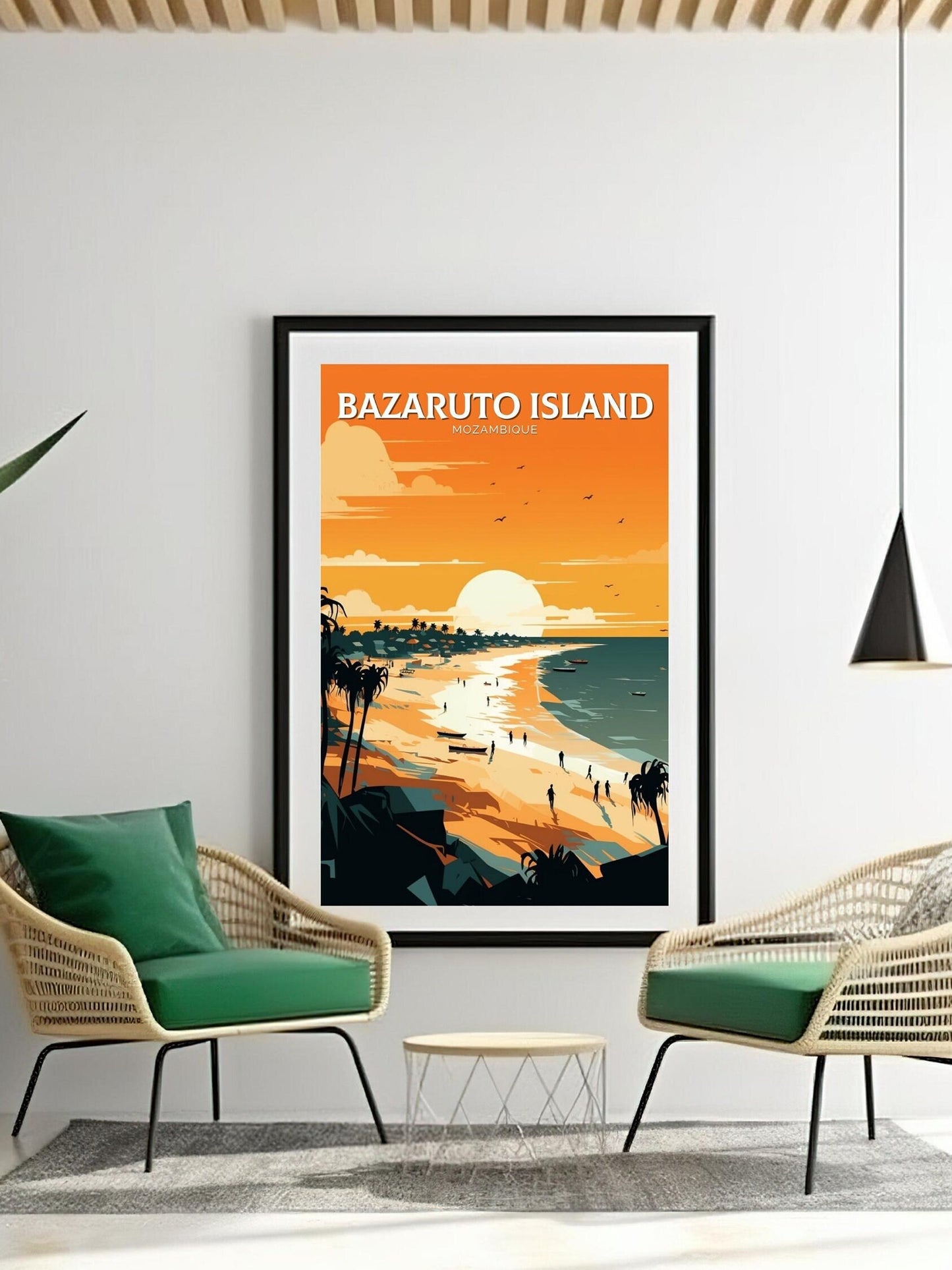 Bazaruto Island Travel Print | Bazaruto Island Illustration | Mozambique Wall Art | Mozambique Print | Mozambique Home Decor | ID 095