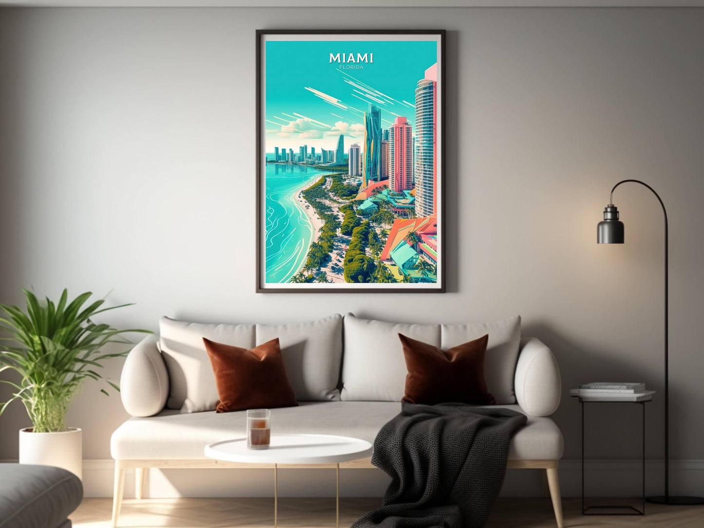 Miami Florida Travel Poster | Miami Print | Miami Design | Miami Wall Art | Miami Illustration | Miami Florida Print | Miami Beach | ID 105