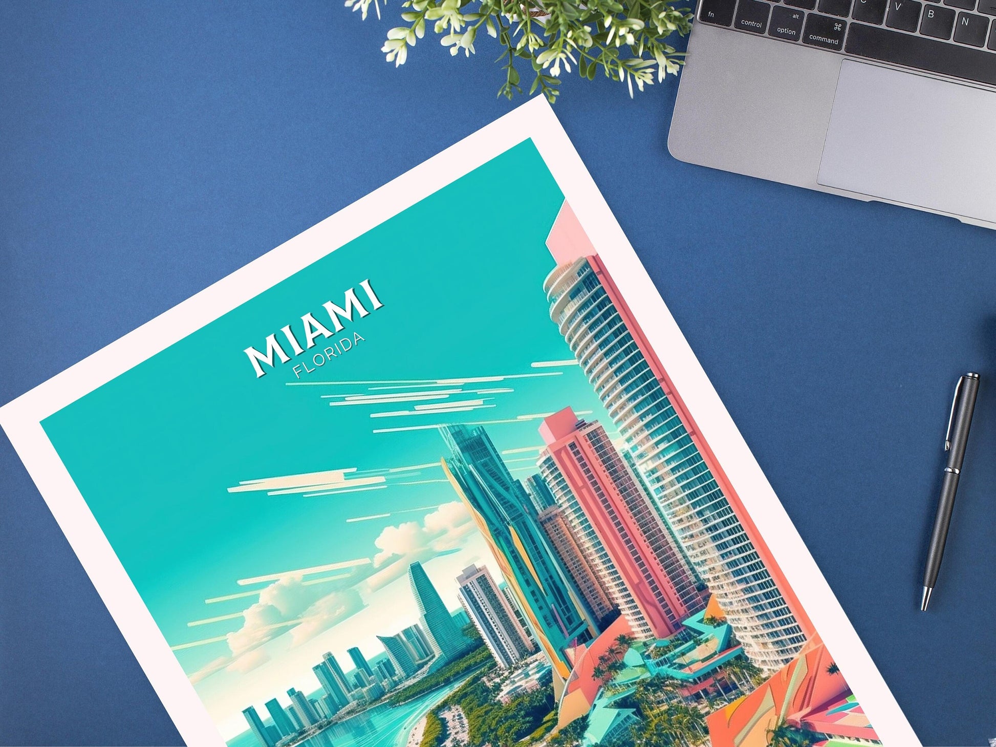 Miami Florida Travel Poster | Miami Print | Miami Design | Miami Wall Art | Miami Illustration | Miami Florida Print | Miami Beach | ID 105