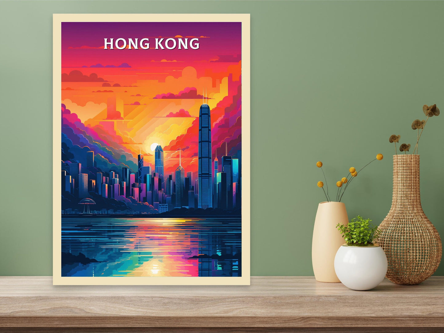 Hong Kong Print | Hong Kong Illustration | Hong Kong skyline | Hong Kong Print | Hong Kong Wall Art | Asia Print | ID 097