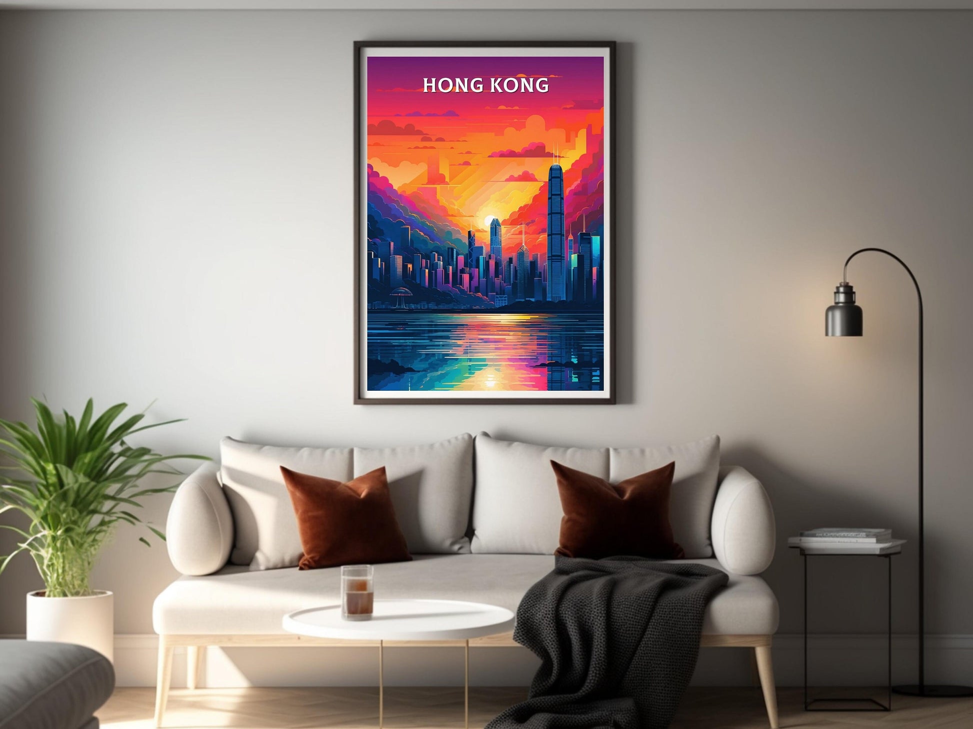 Hong Kong Print | Hong Kong Illustration | Hong Kong skyline | Hong Kong Print | Hong Kong Wall Art | Asia Print | ID 097