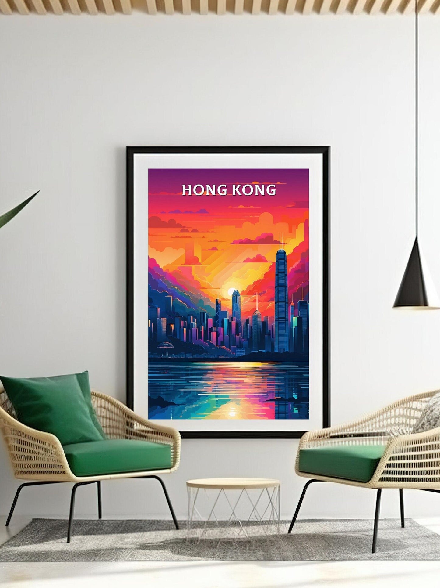 Hong Kong Print | Hong Kong Illustration | Hong Kong skyline | Hong Kong Print | Hong Kong Wall Art | Asia Print | ID 097