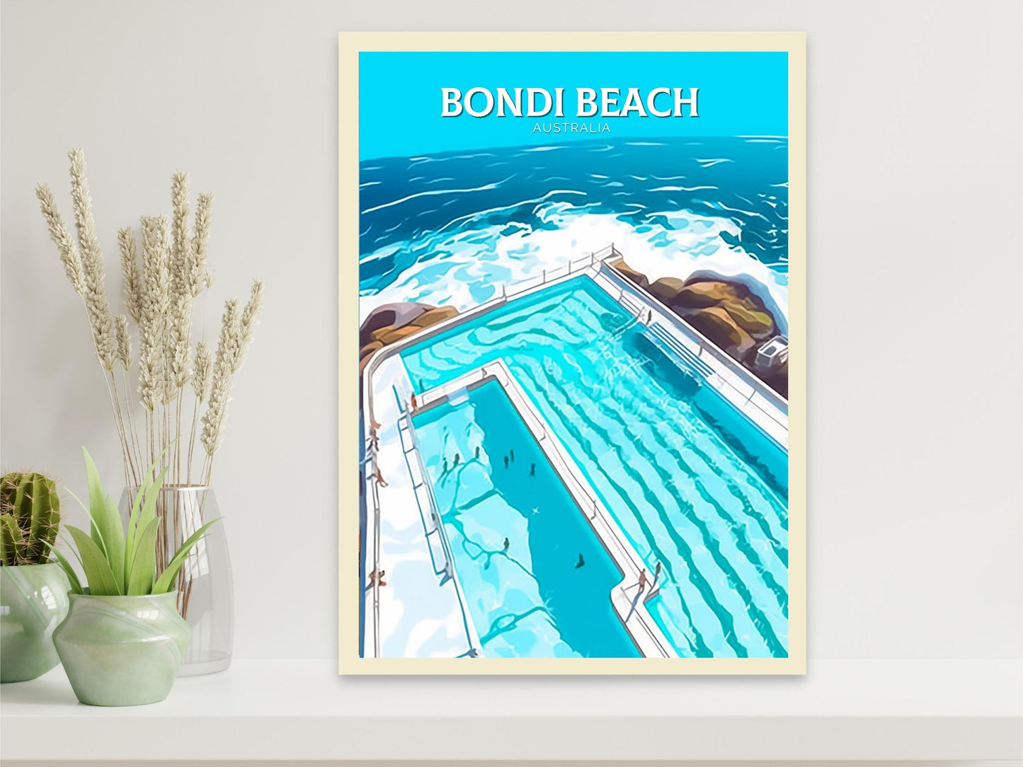 Bondi Beach Print | Bondi Beach Illustration | Bondi Beach Pools | Australia Print | Australia Wall Art | ID 099