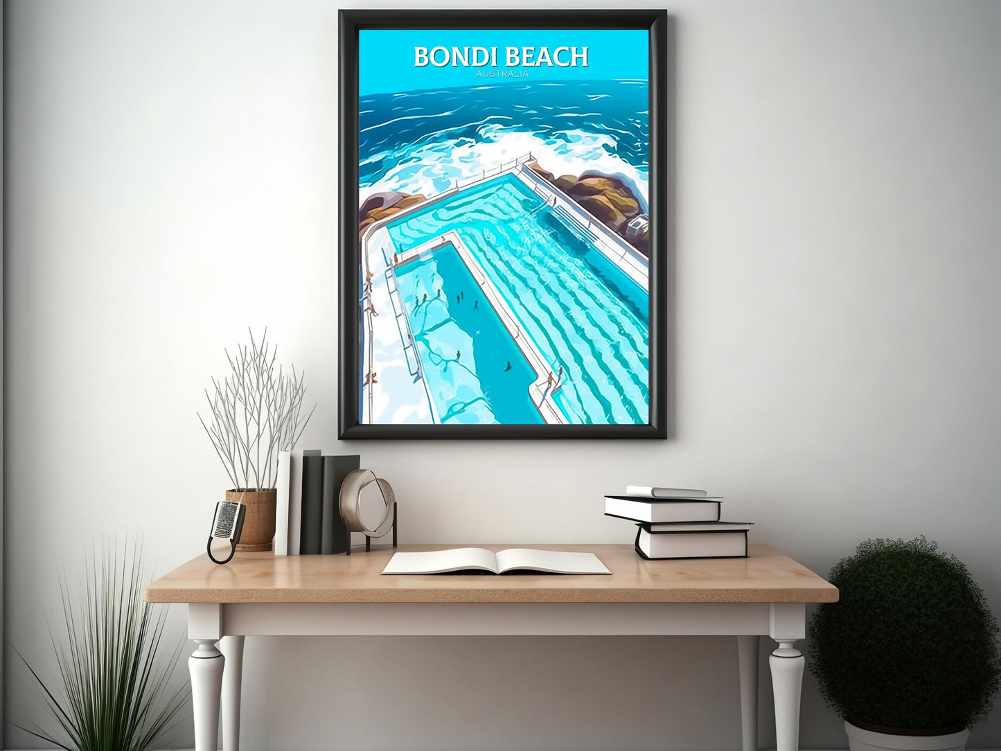 Bondi Beach Print | Bondi Beach Illustration | Bondi Beach Pools | Australia Print | Australia Wall Art | ID 099