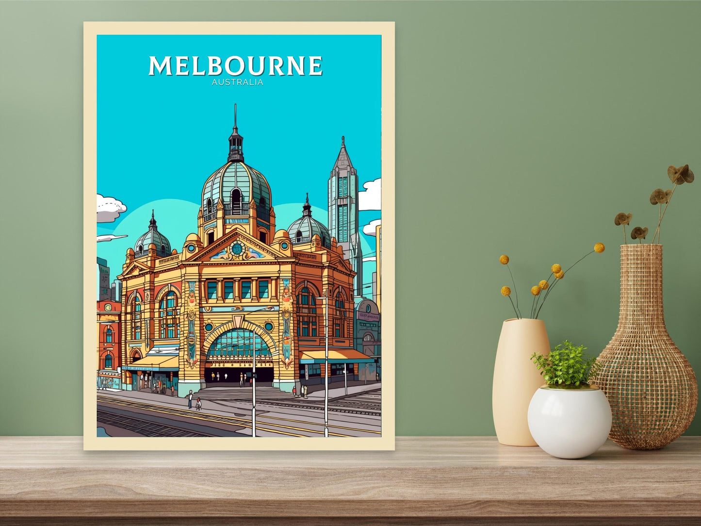 Melbourne Print | Melbourne Illustration | Melbourne Station | Australia Print | Australia Wall Art | Australia Poster | ID 108