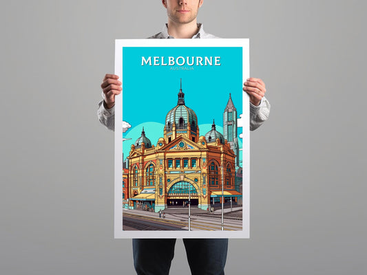 Melbourne Print | Melbourne Illustration | Melbourne Station | Australia Print | Australia Wall Art | Australia Poster | ID 108