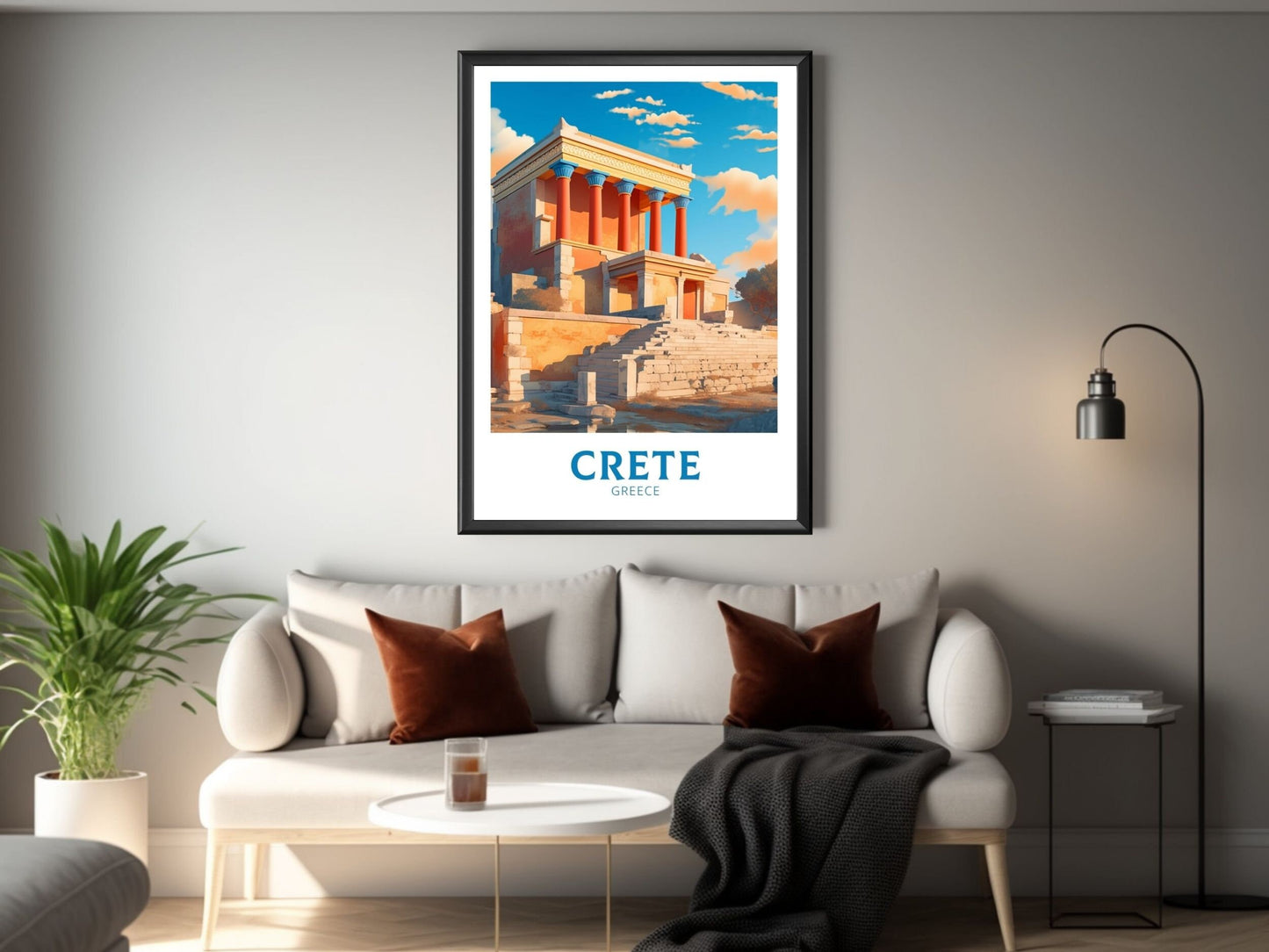 Crete Poster | Crete Travel Print | Crete Island Design| Knossos Palace Crete Wall Art | Greece Monument Print | Historic Poster ID 192