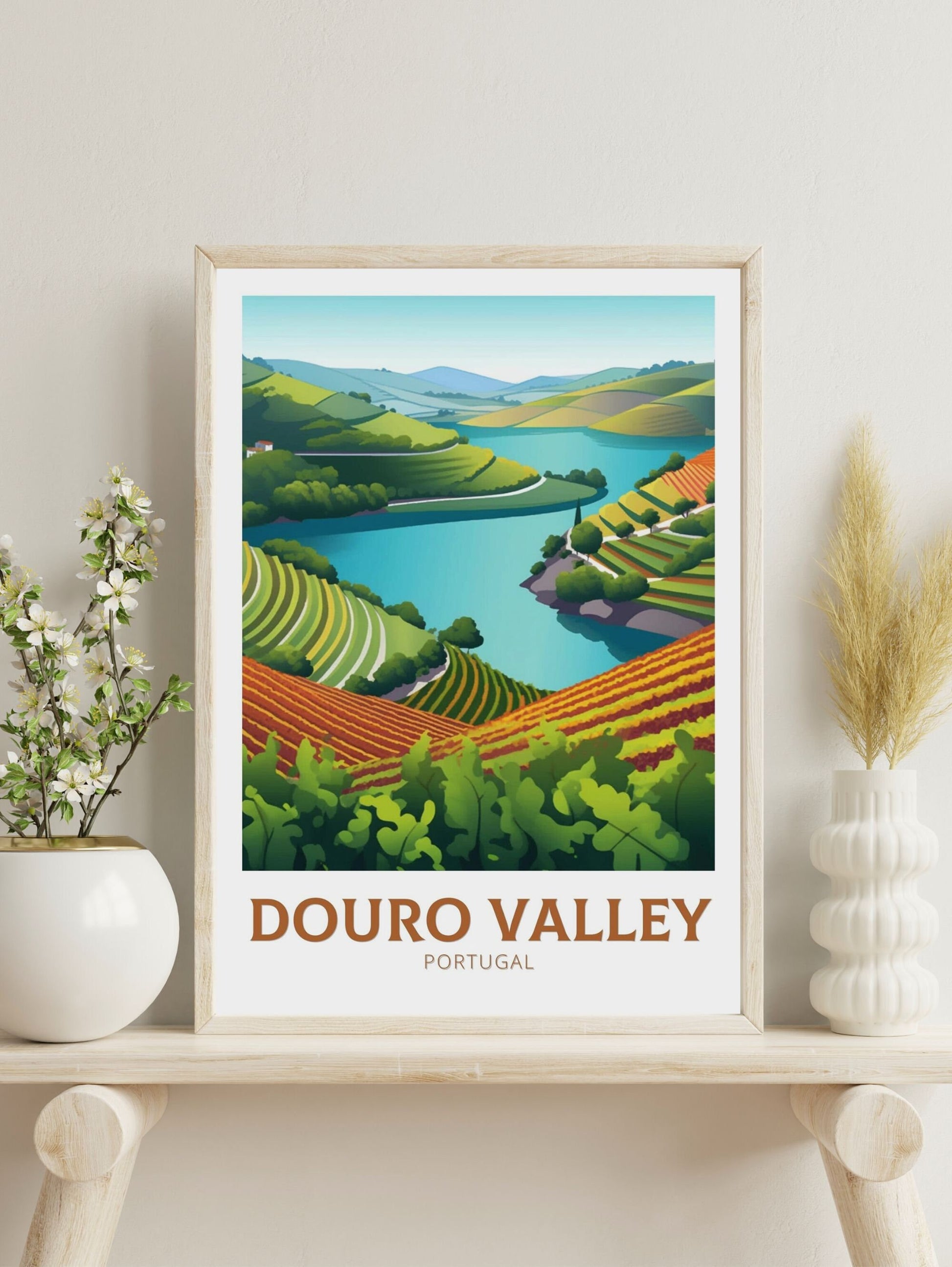 Douro Valley Print | Douro Valley Poster | Douro Travel Design| Douro Painting | Portugal Wall Art | Douro Valley Travel Print | ID 156