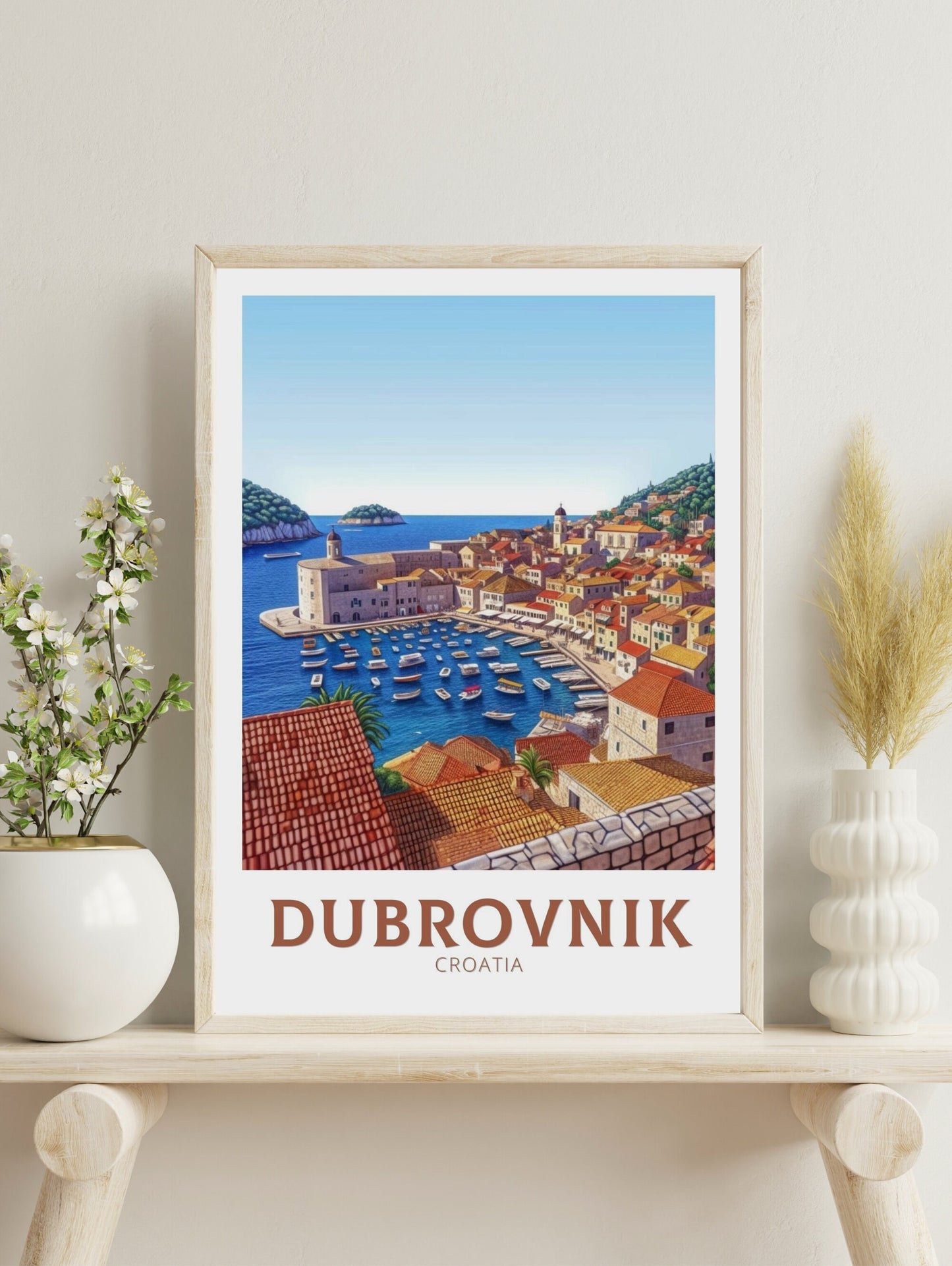 Dubrovnik Croatia Travel Poster| Dubrovnik Illustration | Dubrovnik Print | Croatia Print | Dubrovnik Poster | Dubrovnik Painting | ID 157