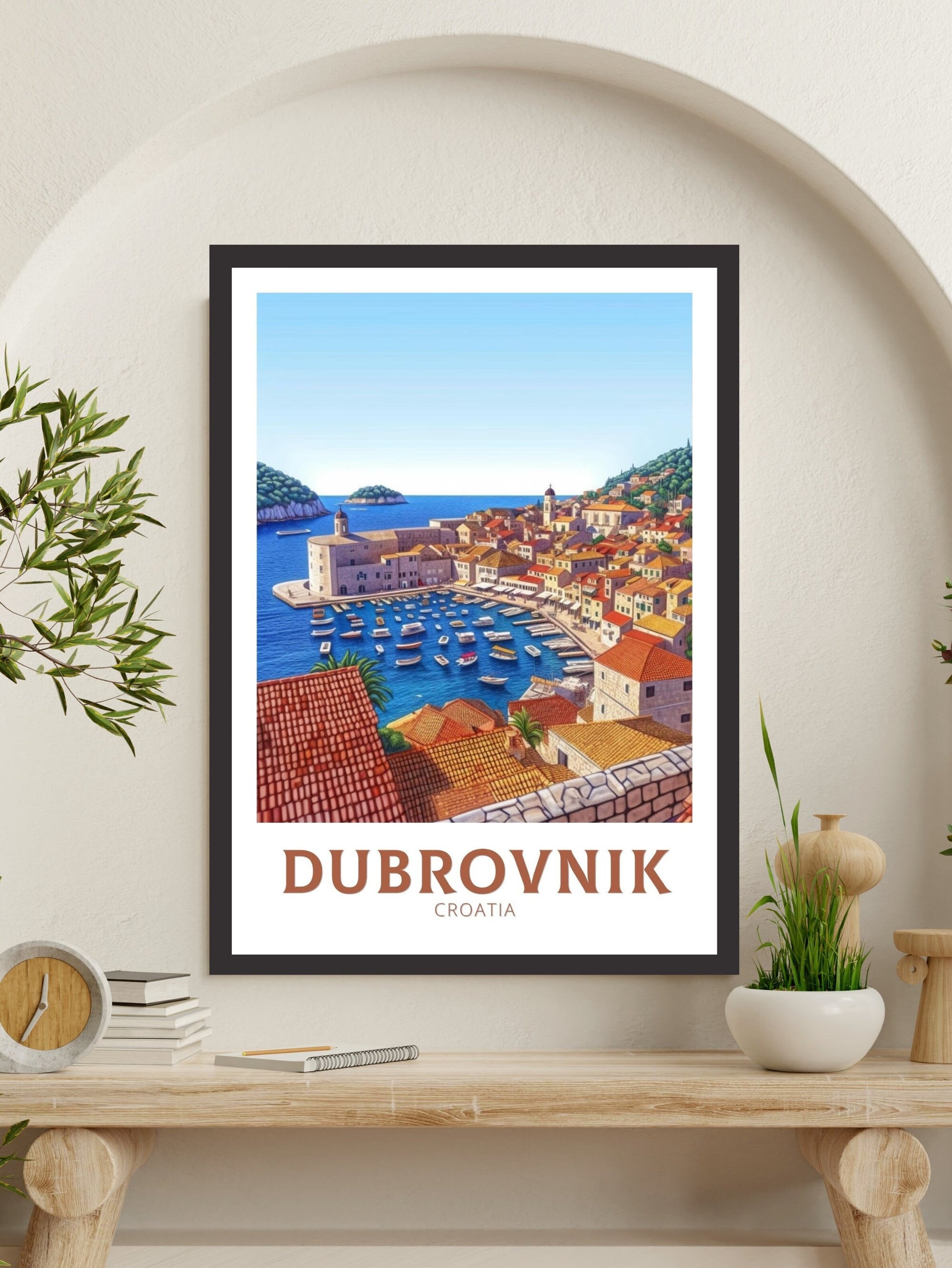 Dubrovnik Croatia Travel Poster| Dubrovnik Illustration | Dubrovnik Print | Croatia Print | Dubrovnik Poster | Dubrovnik Painting | ID 157