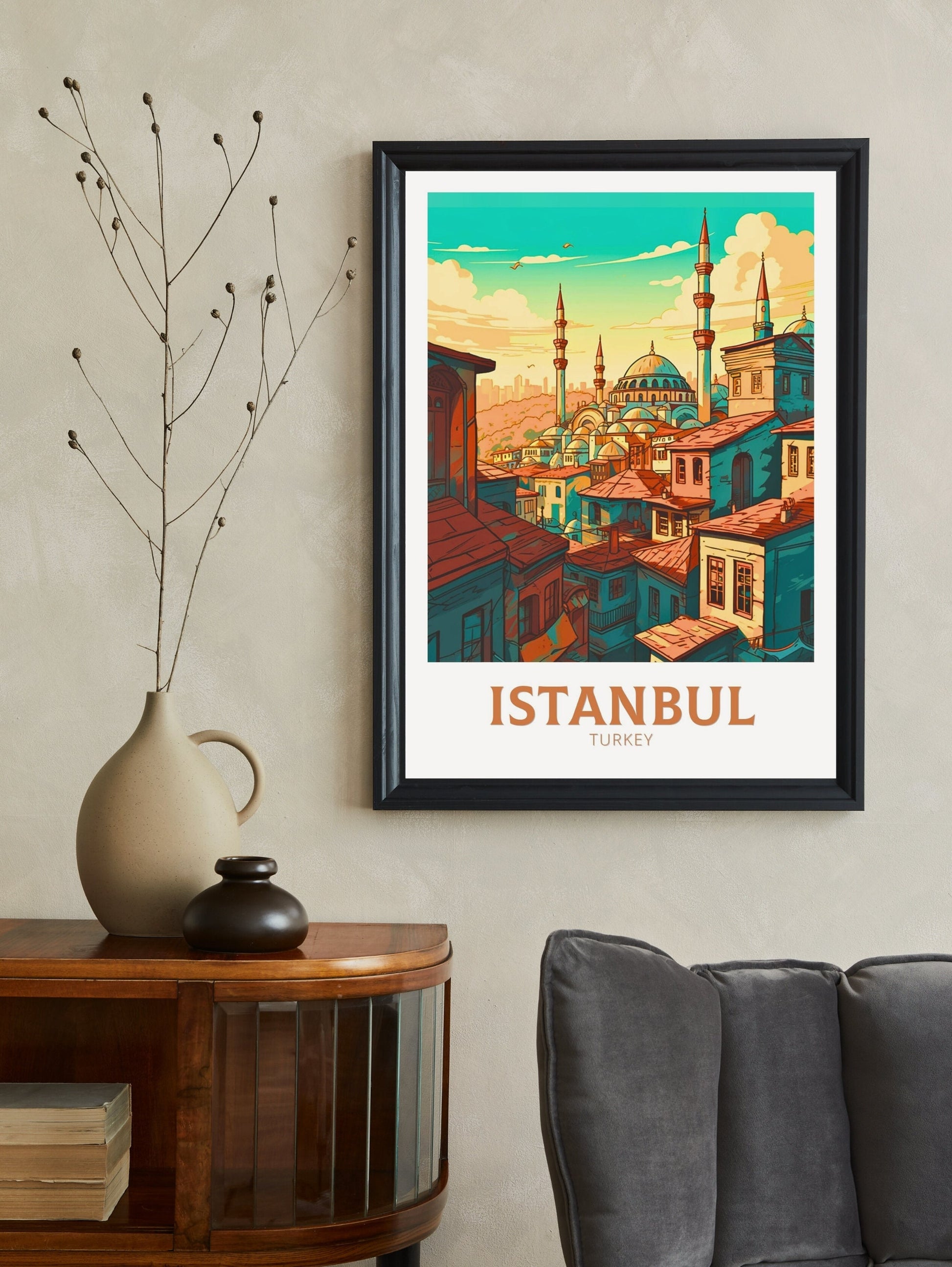 Istanbul Travel Poster | Istanbul Illustration | Istanbul Wall Art | Turkey Poster | Istanbul Home Decor | Istanbul Print | ID 161