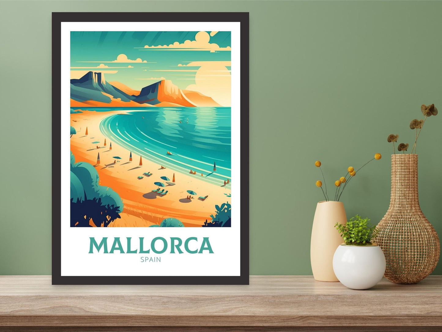 Mallorca Travel Poster | Mallorca Illustration | Mallorca Wall Art | Mallorca Poster| Spain Poster | Spain Home Decor | Spain Print | ID 164