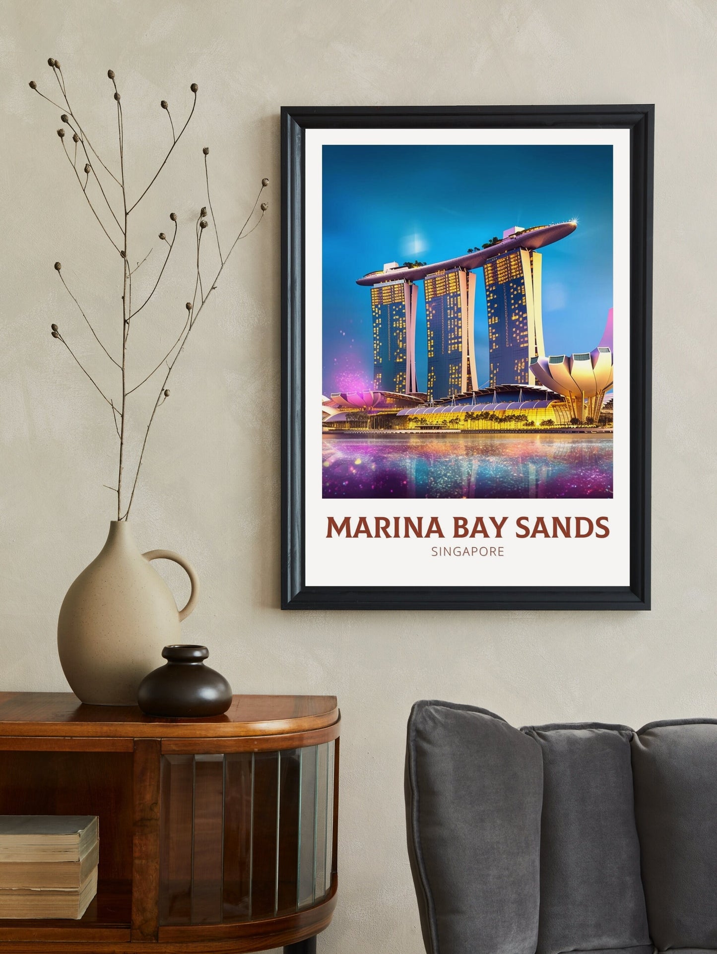 Marina Bay Sands Poster | Marina Bay Sands Illustration | Singapore Print | Singapore Poster | Singapore Wall Art | ID 165