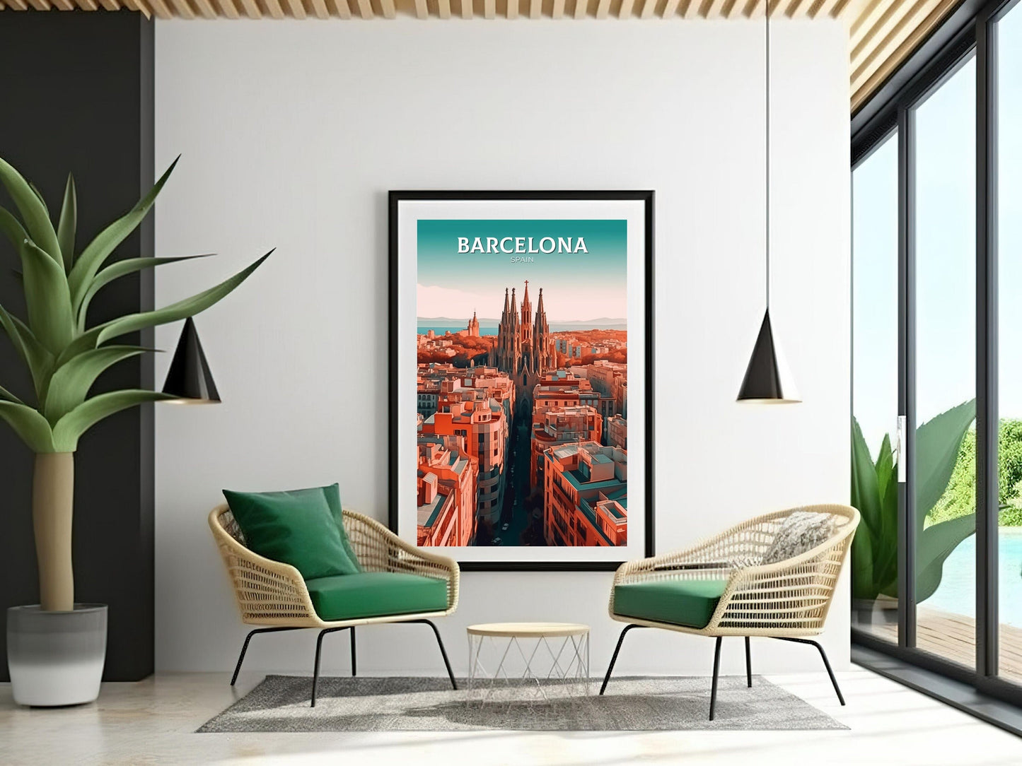 Barcelona Print | Barcelona Travel Poster | Barcelona Illustration | Barcelona Wall Art | Spain Print | Barcelona Spain Painting | ID 109