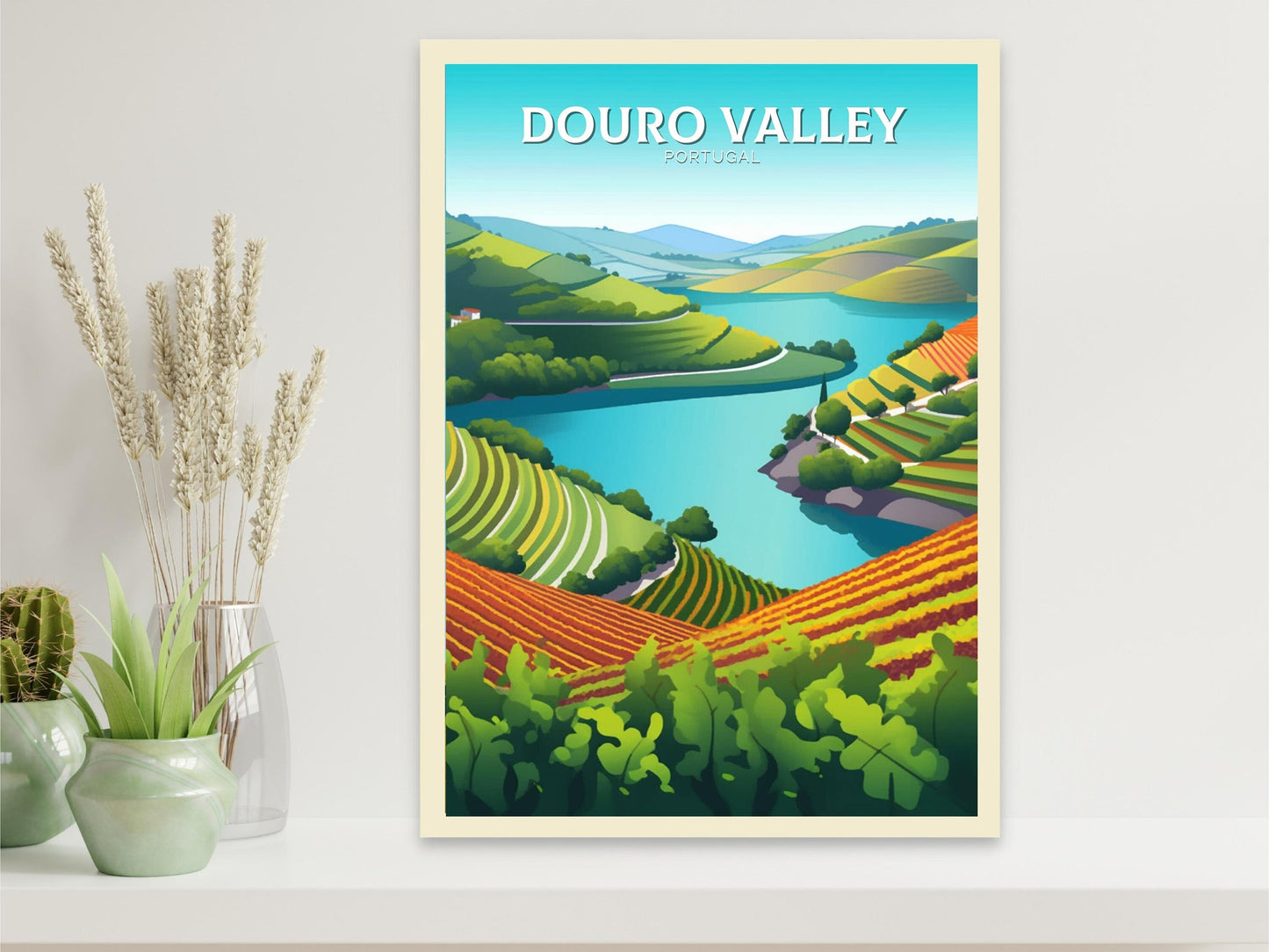 Douro Valley Poster | Douro Valley Print| Douro Illustration | Douro Painting | Portugal Wall Art | Douro Valley Travel Print | ID 111