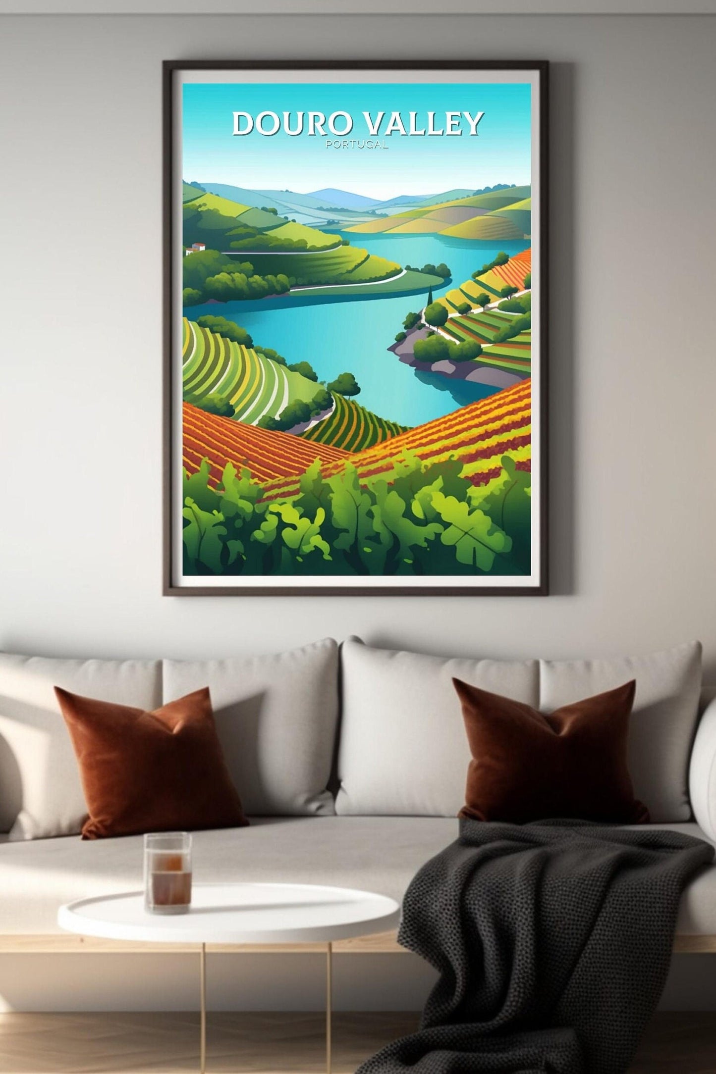 Douro Valley Poster | Douro Valley Print| Douro Illustration | Douro Painting | Portugal Wall Art | Douro Valley Travel Print | ID 111