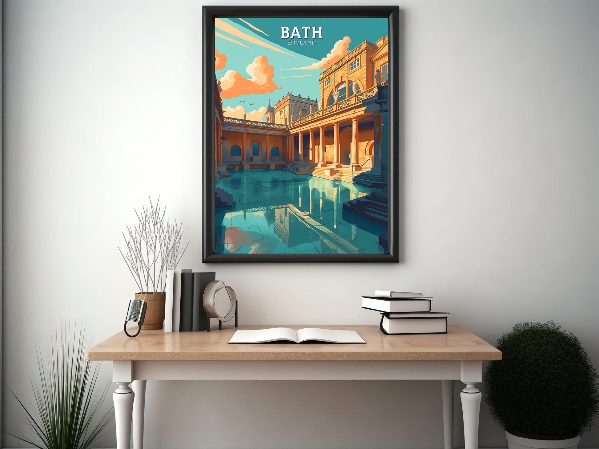 Bath Travel Print | Bath Poster | Bath England Illustration | Bath UK Wall Art | Roman baths Print | City Poster | City Illustration ID 114