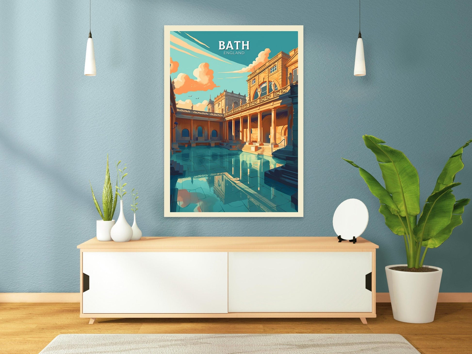 Bath Travel Print | Bath Poster | Bath England Illustration | Bath UK Wall Art | Roman baths Print | City Poster | City Illustration ID 114