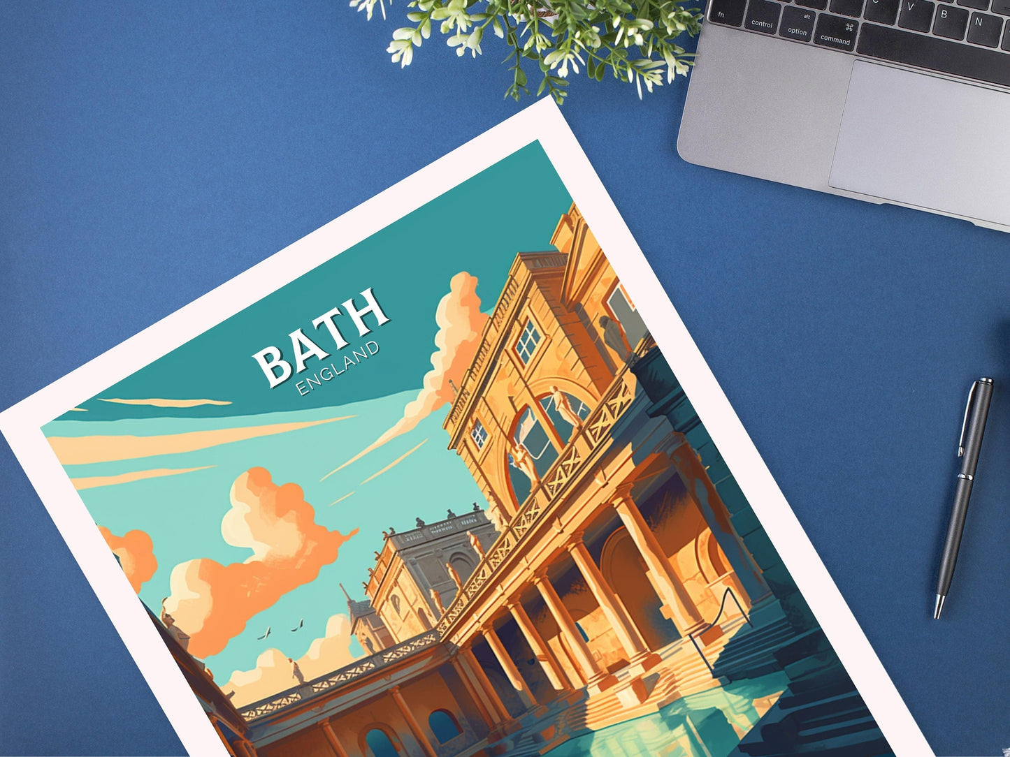 Bath Travel Print | Bath Poster | Bath England Illustration | Bath UK Wall Art | Roman baths Print | City Poster | City Illustration ID 114