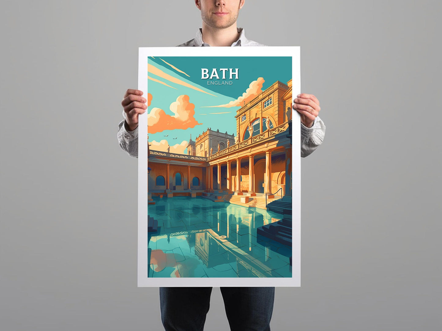 Bath Travel Print | Bath Poster | Bath England Illustration | Bath UK Wall Art | Roman baths Print | City Poster | City Illustration ID 114