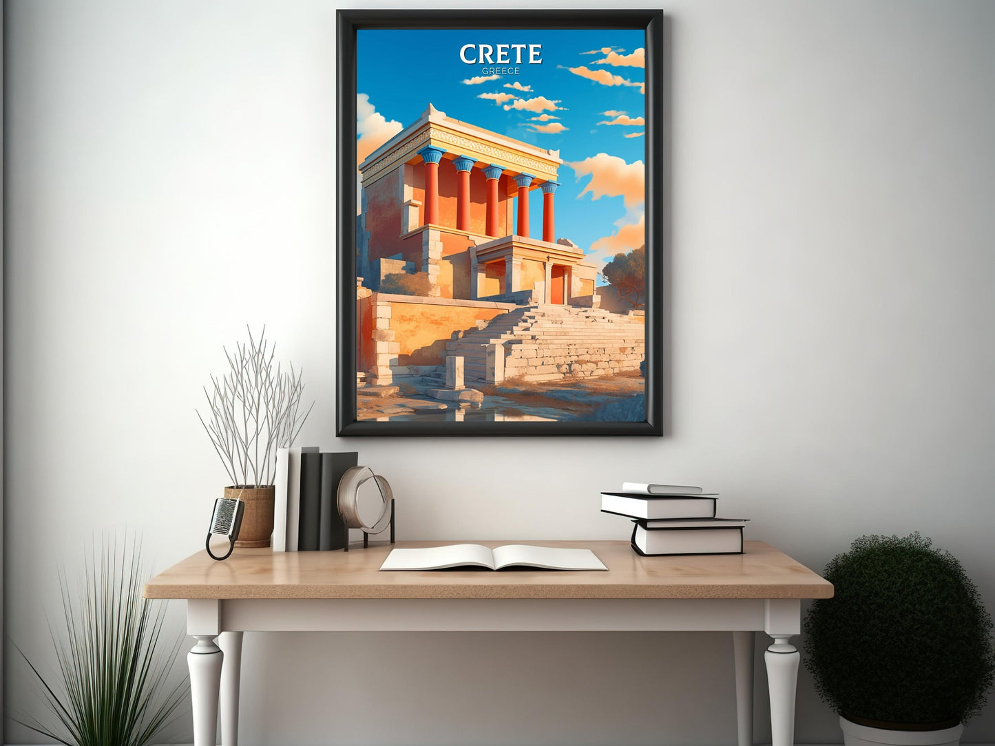 Crete Travel Print | Crete Poster | Crete Island Illustration | Knossos Palace Crete Wall Art | Ancient Greece Print | City Poster ID 116