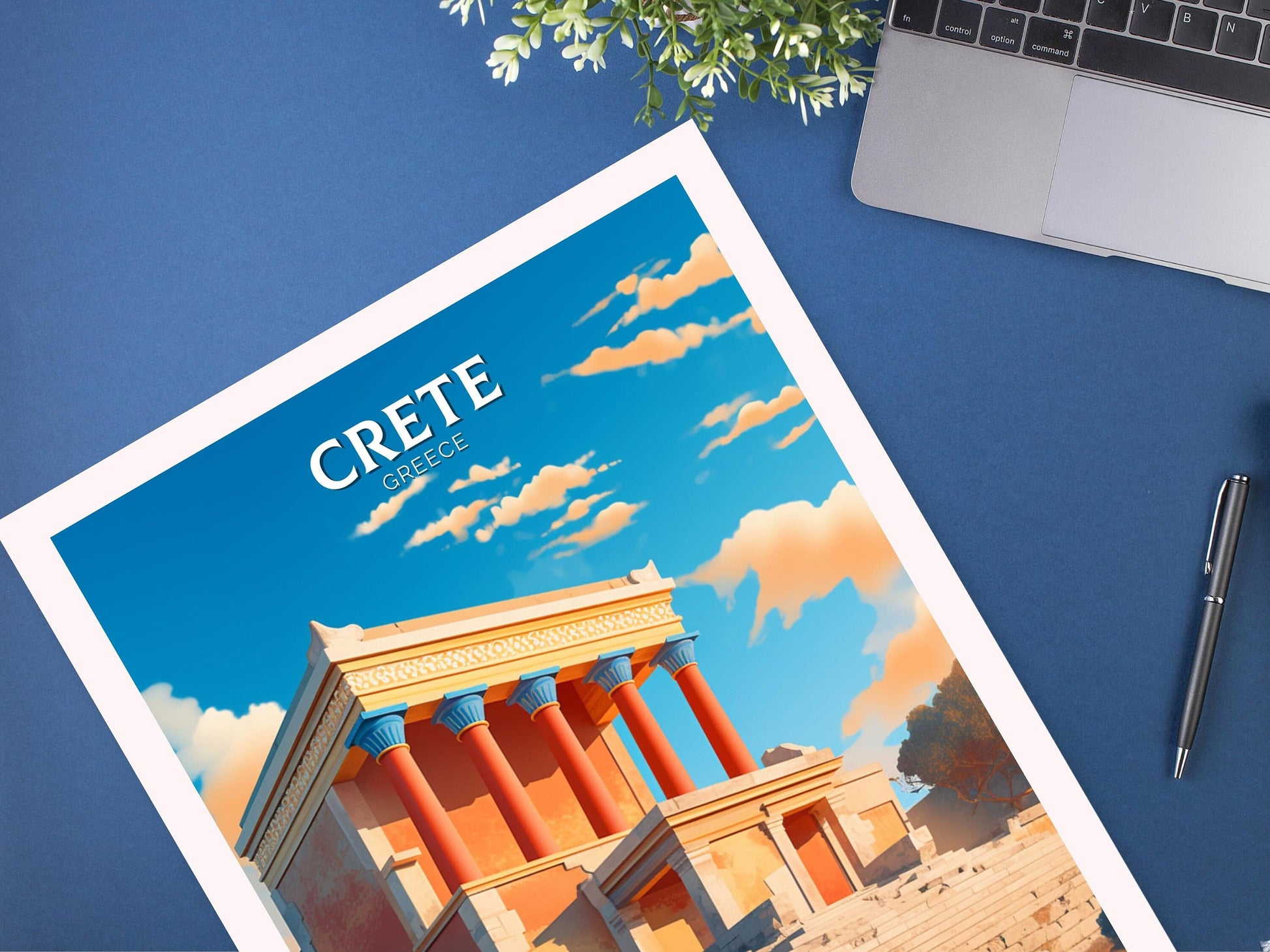 Crete Travel Print | Crete Poster | Crete Island Illustration | Knossos Palace Crete Wall Art | Ancient Greece Print | City Poster ID 116