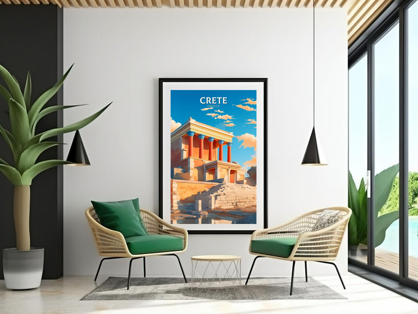 Crete Travel Print | Crete Poster | Crete Island Illustration | Knossos Palace Crete Wall Art | Ancient Greece Print | City Poster ID 116