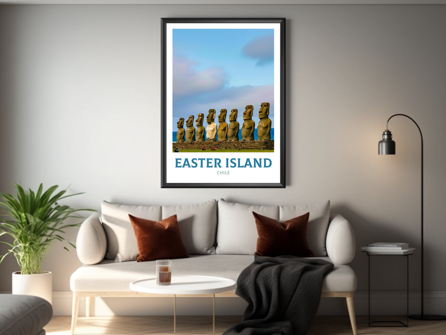 Easter Island Travel Print | Easter Island Travel Poster | Easter Island Wall Art | Chile Travel Poster | Chile Poster Painting | ID 169