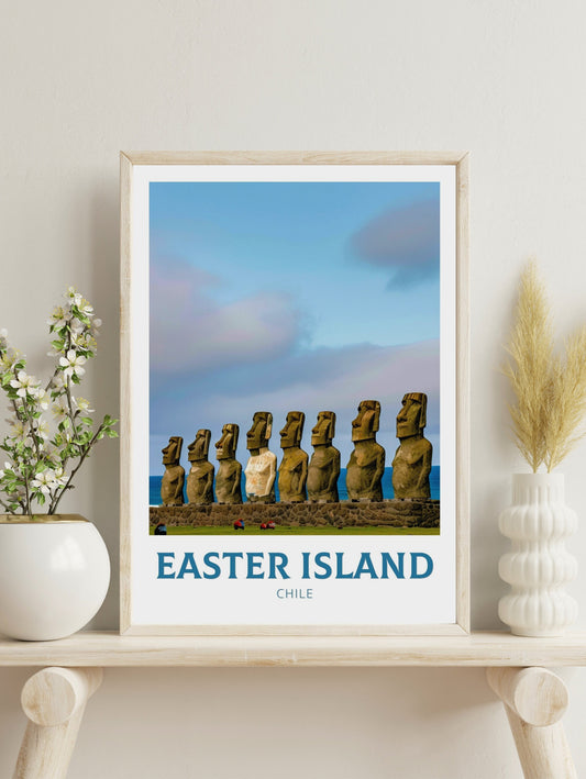 Easter Island Travel Print | Easter Island Travel Poster | Easter Island Wall Art | Chile Travel Poster | Chile Poster Painting | ID 169