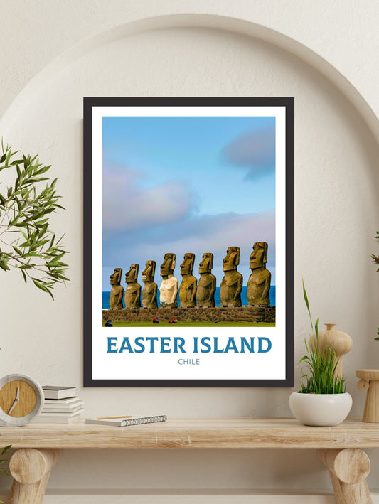 Easter Island Travel Print | Easter Island Travel Poster | Easter Island Wall Art | Chile Travel Poster | Chile Poster Painting | ID 169