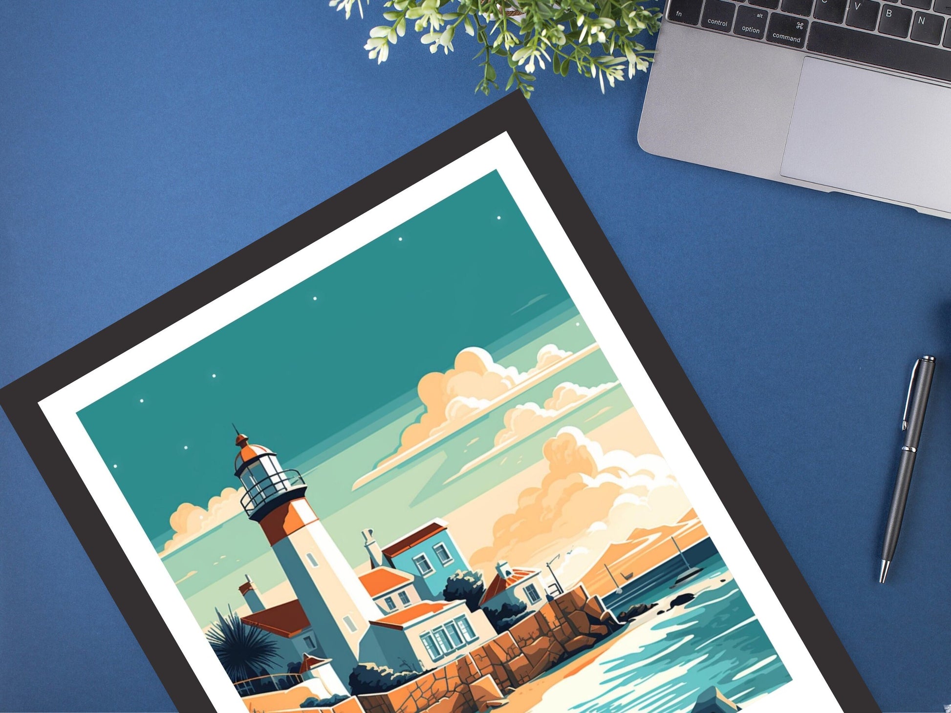 Faro Travel Print | Faro Poster | Faro Wall Art | Portugal Travel Print | Faro Illustration | Lighthouse Poster | Portugal Artwork | ID 172