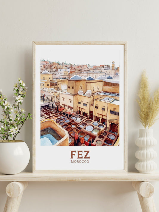 Fez Travel Print | Fez Travel Poster | Fez Wall Art | Fez Poster | Morocco Poster | Morocco Home Décor | Fez Print | Travel gift | ID 173