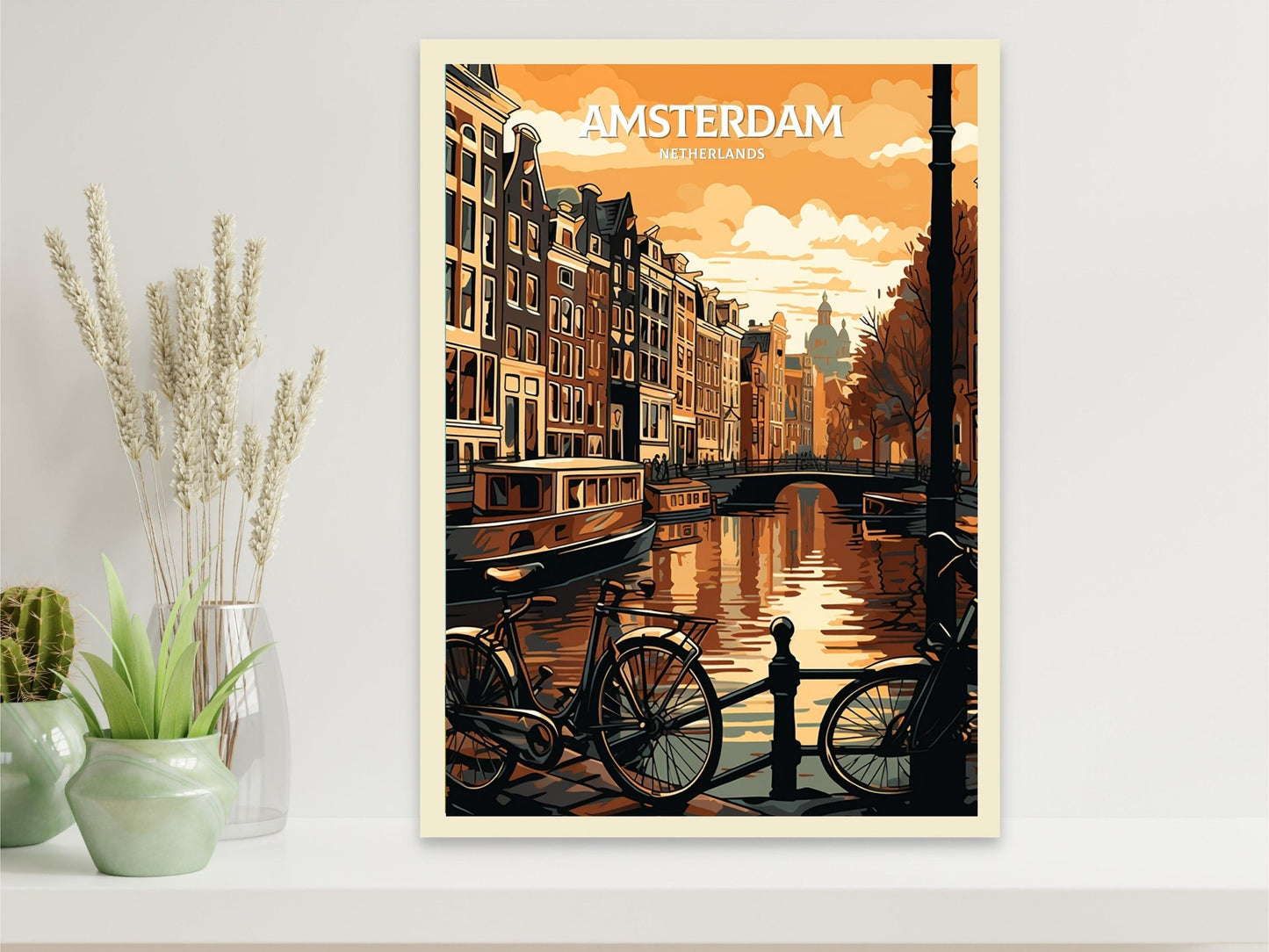 Amsterdam Travel Print | Amsterdam Illustration | Amsterdam Wall Art | Netherlands Print | Amsterdam Home Decor | Amsterdam Poster | ID 059