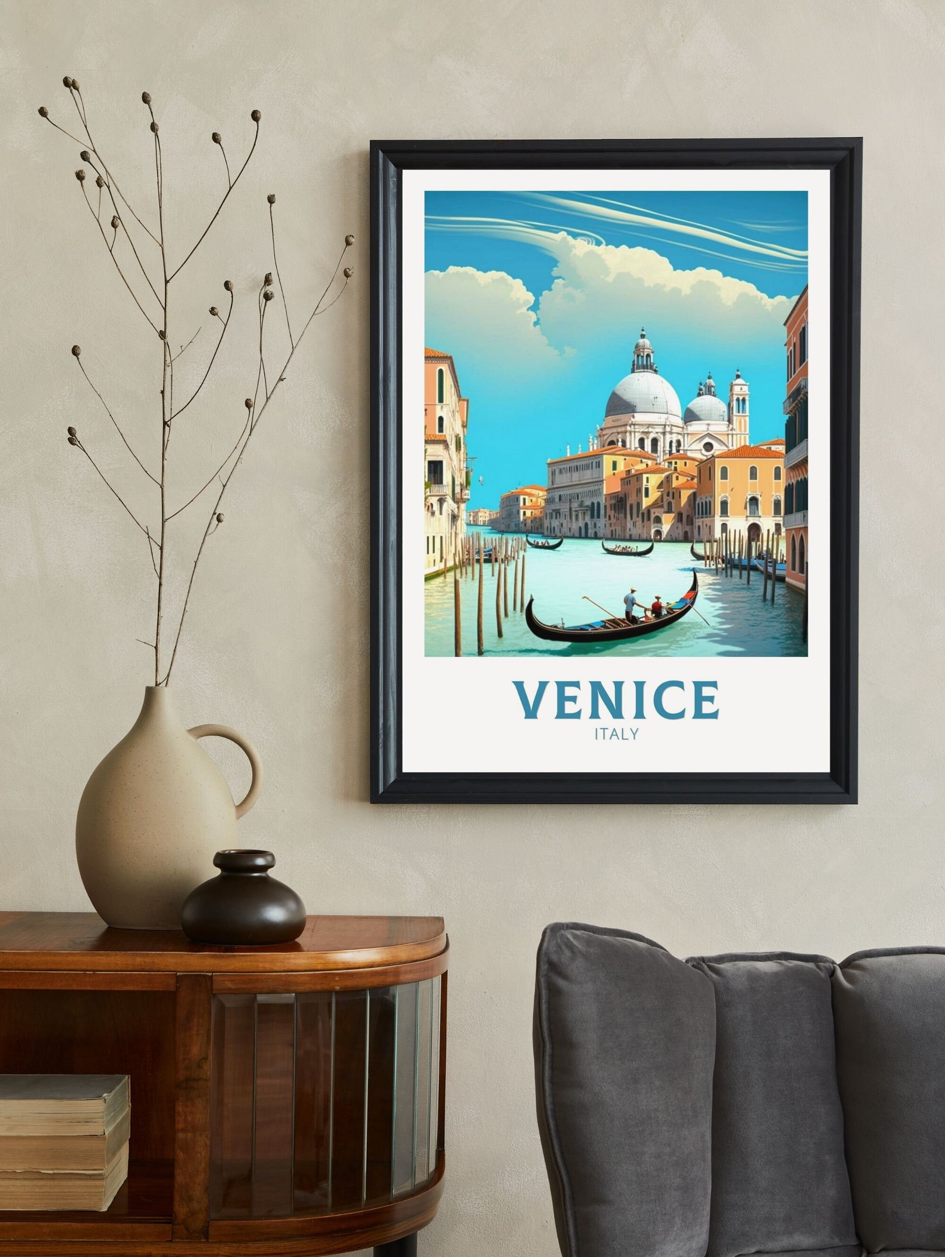 Venice Poster | Venice Travel Print | Venice Illustration | Venice Wall Art | Italy Poster | Venice Home Decor | Venice Gondolas | ID 177