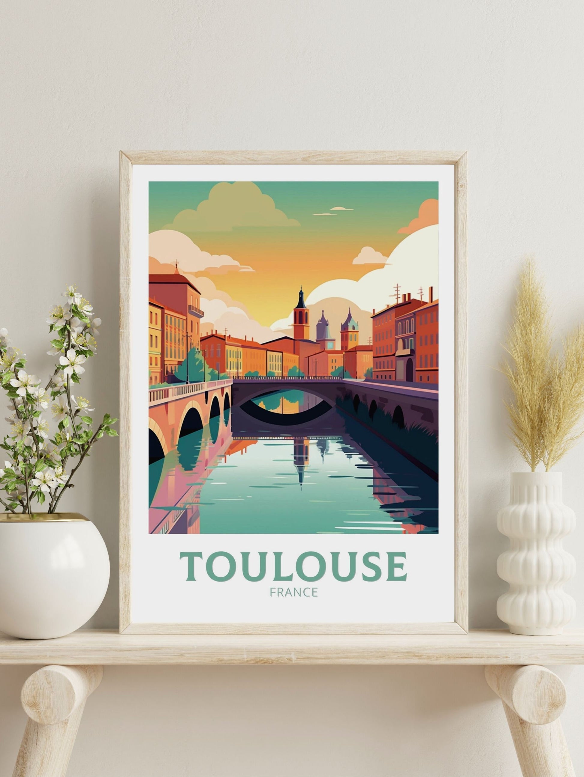 Toulouse Travel Print | Toulouse Travel Poster | Toulouse Wall Art | France Travel Poster | Toulouse Illustration | Cityscape Print ID 179