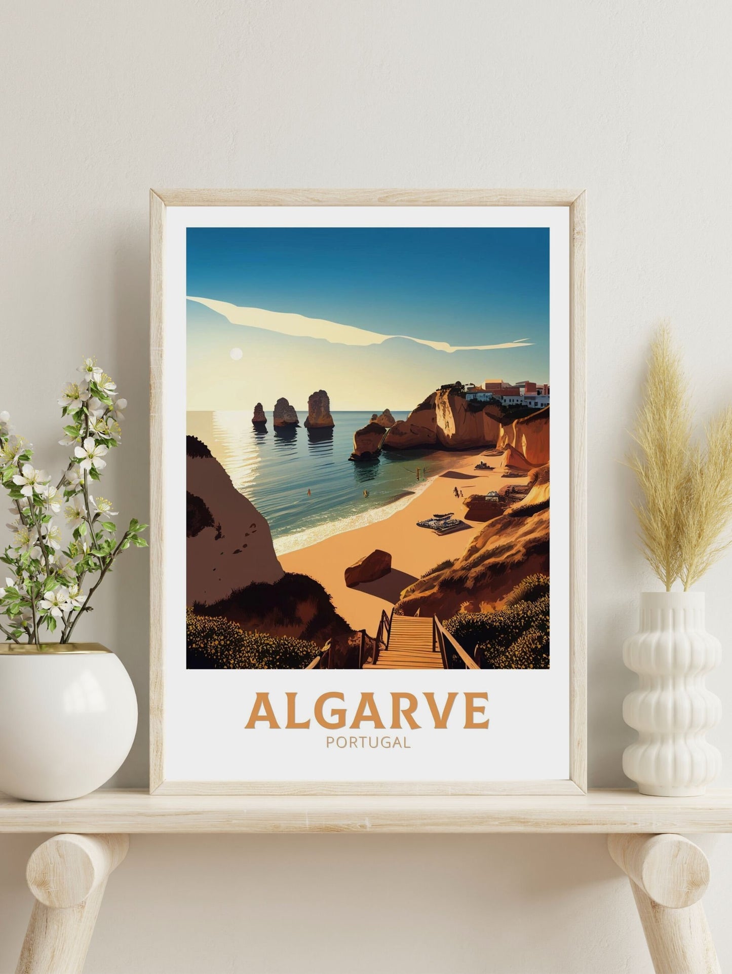 Algarve Travel Print | Algarve Poster | Algarve Illustration | Algarve Wall Art | Portugal Print | Algarve Beach Print| Algarve Art ID 119