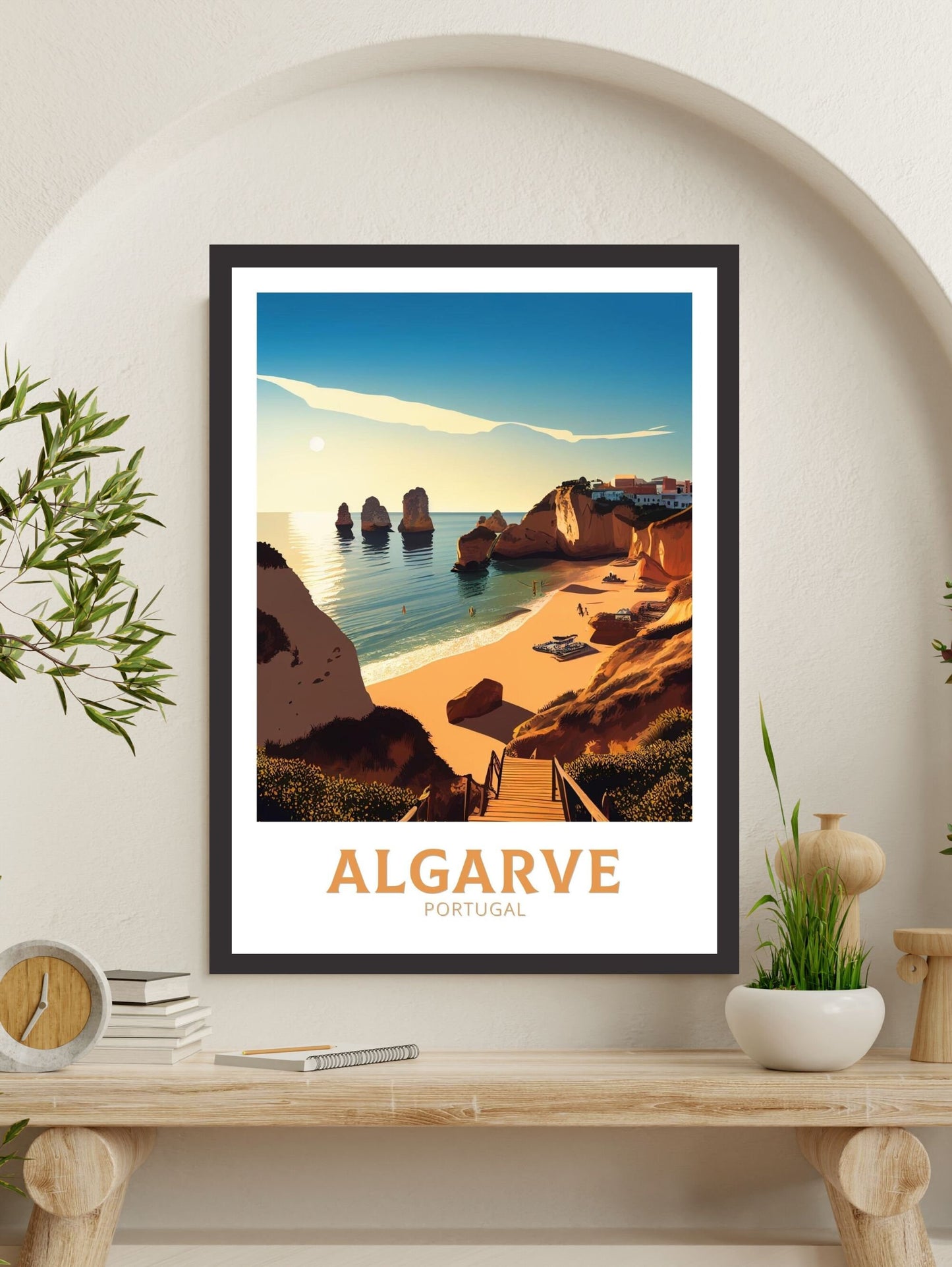 Algarve Travel Print | Algarve Poster | Algarve Illustration | Algarve Wall Art | Portugal Print | Algarve Beach Print| Algarve Art ID 119