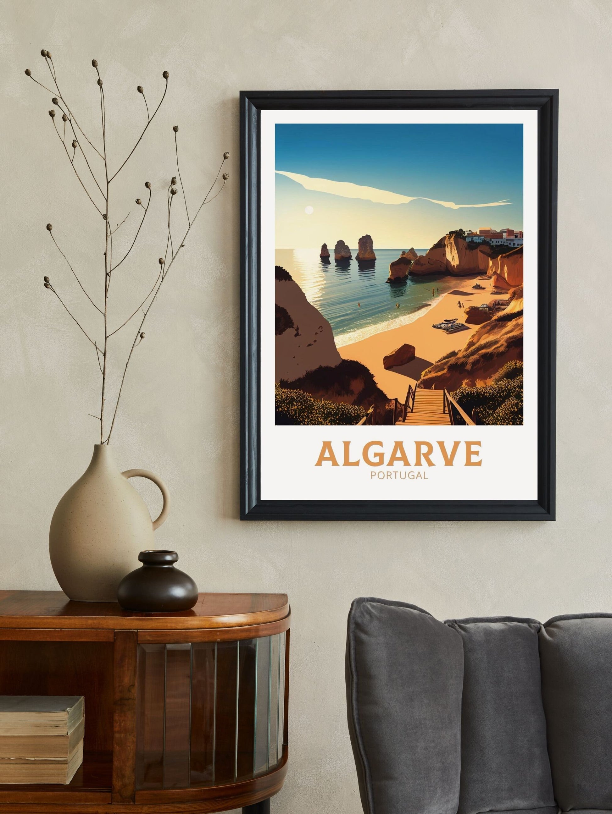 Algarve Travel Print | Algarve Poster | Algarve Illustration | Algarve Wall Art | Portugal Print | Algarve Beach Print| Algarve Art ID 119