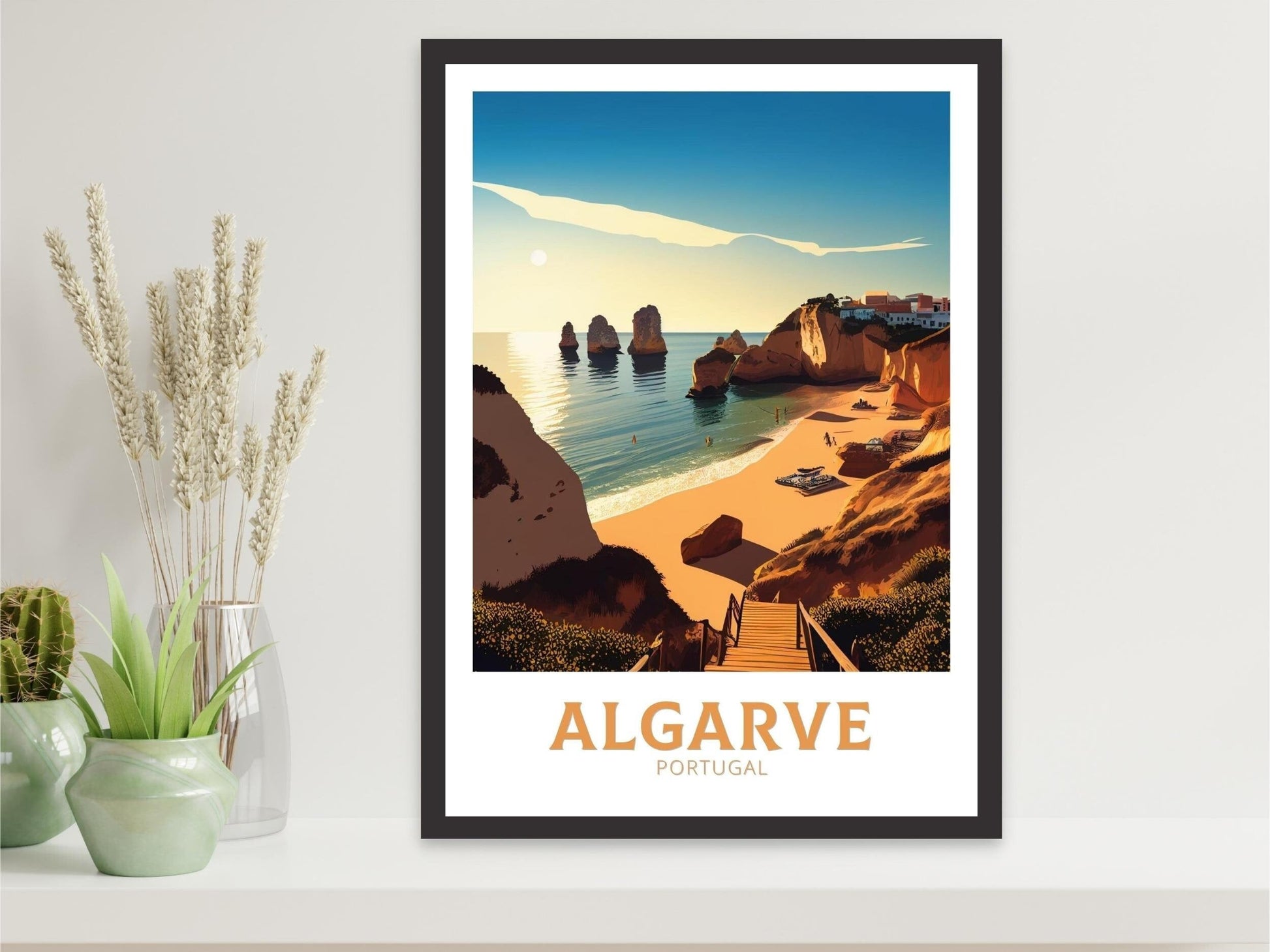 Algarve Travel Print | Algarve Poster | Algarve Illustration | Algarve Wall Art | Portugal Print | Algarve Beach Print| Algarve Art ID 119