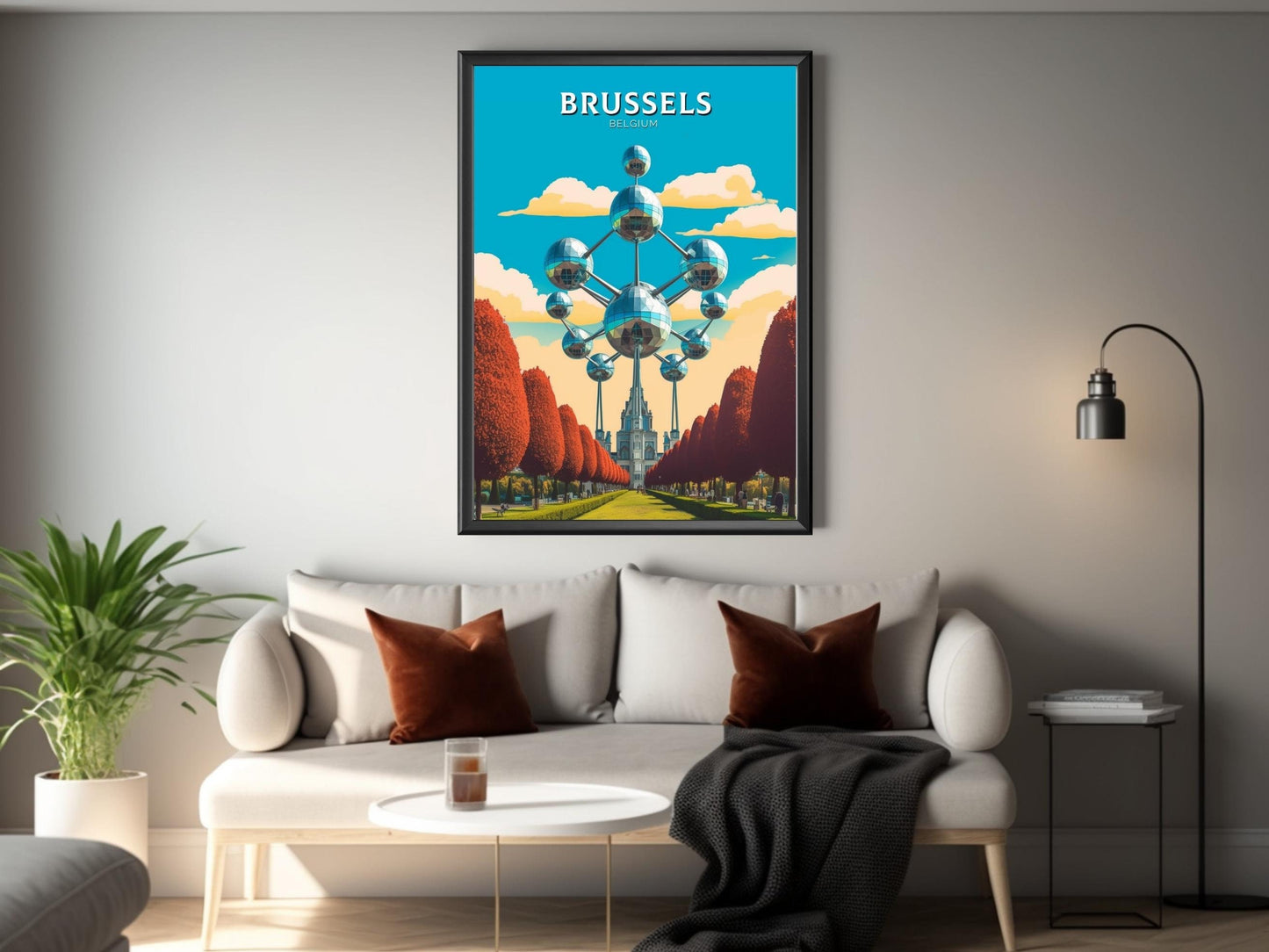 Brussels Travel Print | Brussels Poster | Brussels Art Illustration | Brussels Wall Art | Belgium Print | The Atomium Print | ID 180