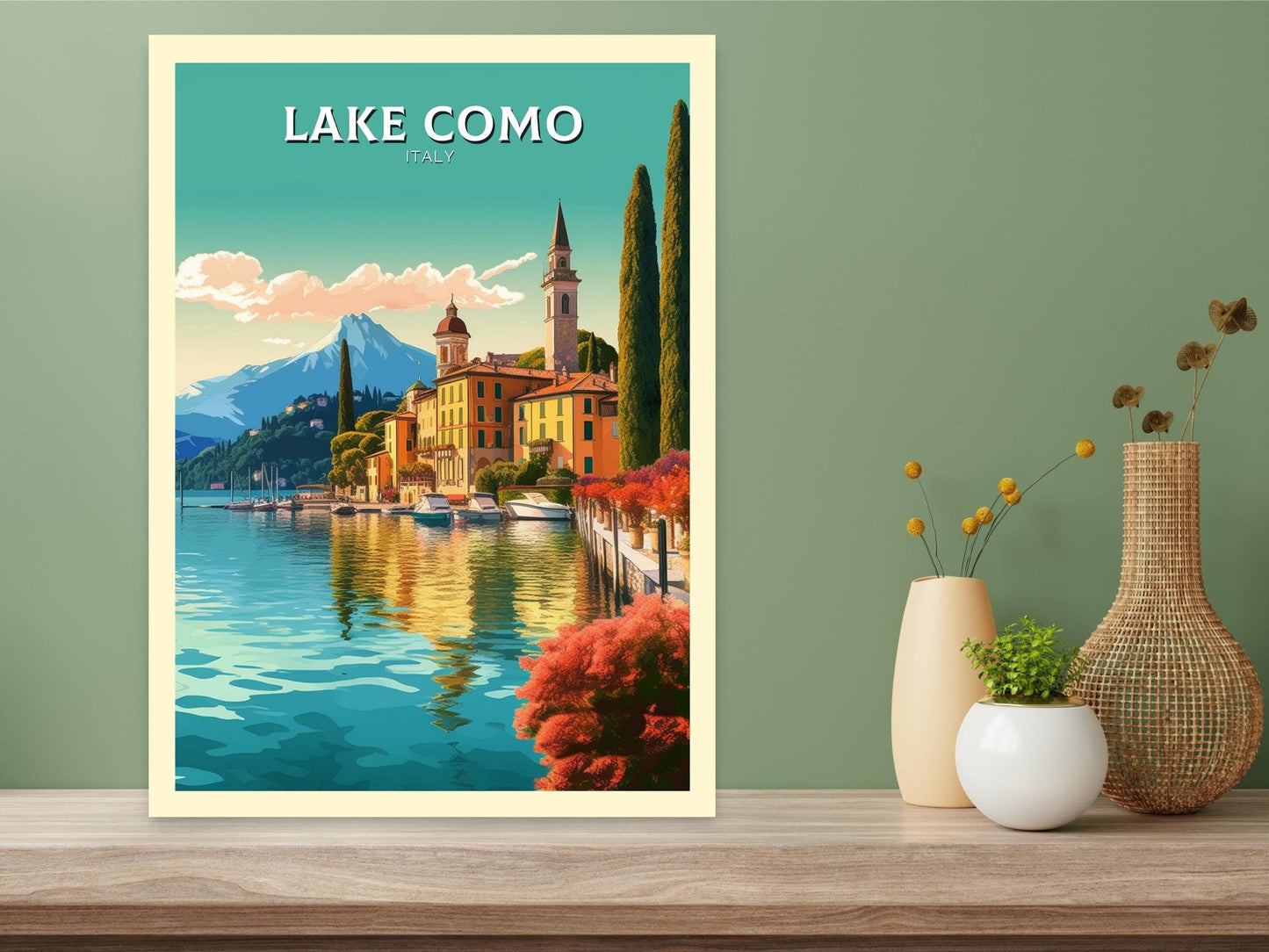 Lake Como Travel Print | Lake Como Poster | Lake Como Wall Art | Italy Print | Lake Como Print| Lake Como Painting | Italy Poster | ID 182