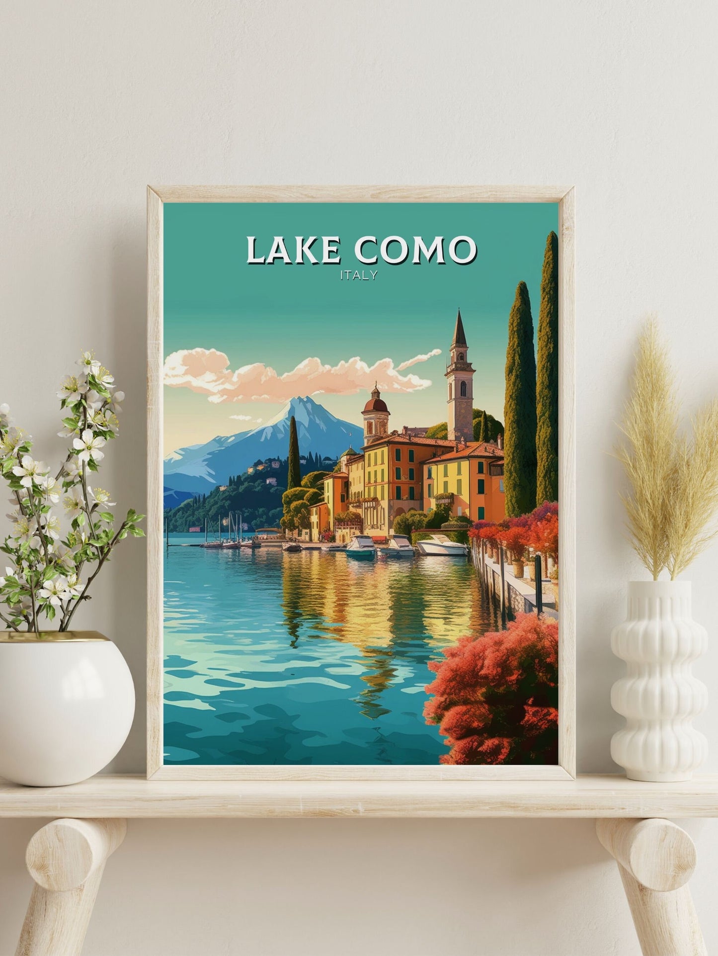 Lake Como Travel Print | Lake Como Poster | Lake Como Wall Art | Italy Print | Lake Como Print| Lake Como Painting | Italy Poster | ID 182