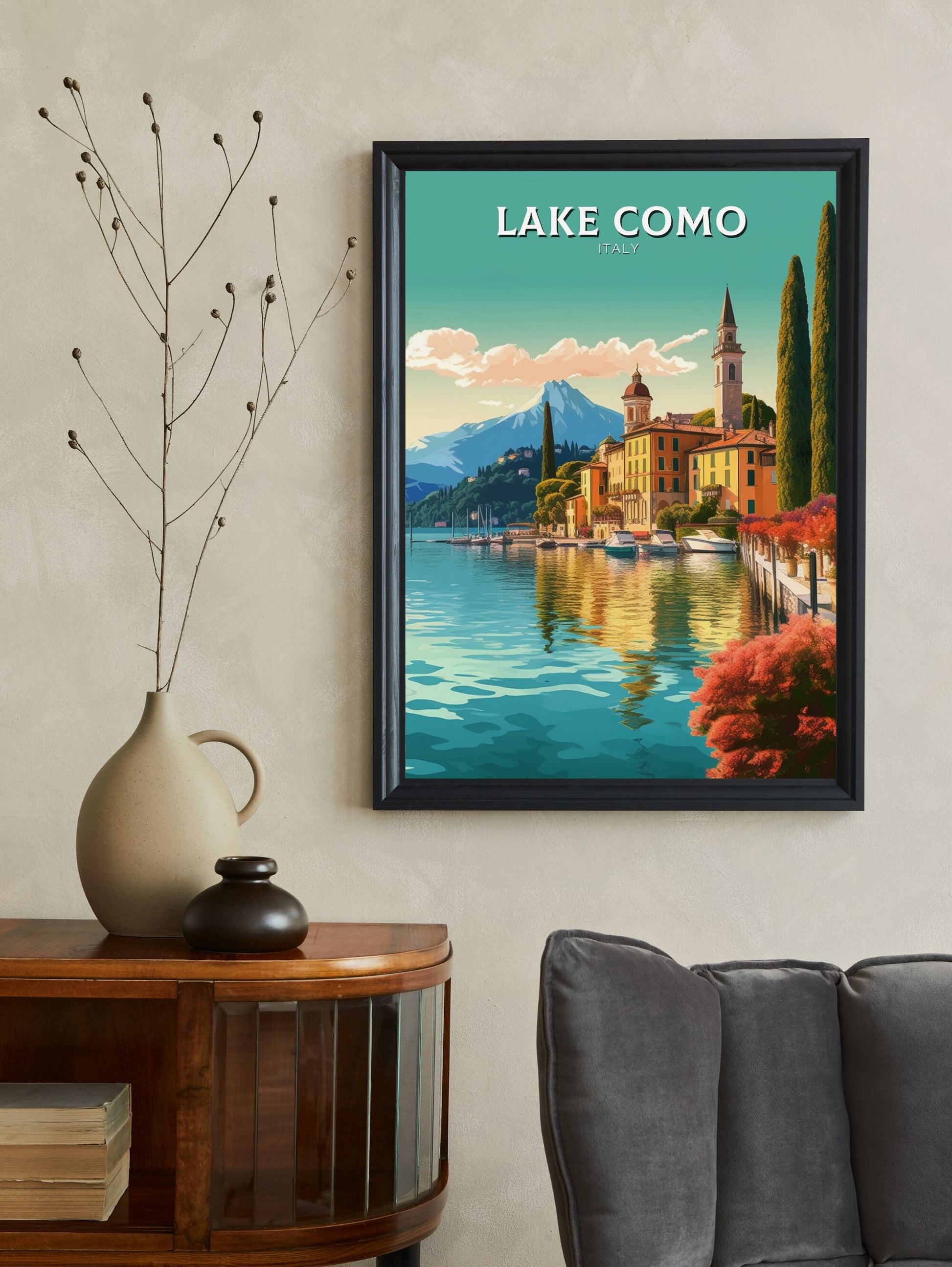 Lake Como Travel Print | Lake Como Poster | Lake Como Wall Art | Italy Print | Lake Como Print| Lake Como Painting | Italy Poster | ID 182