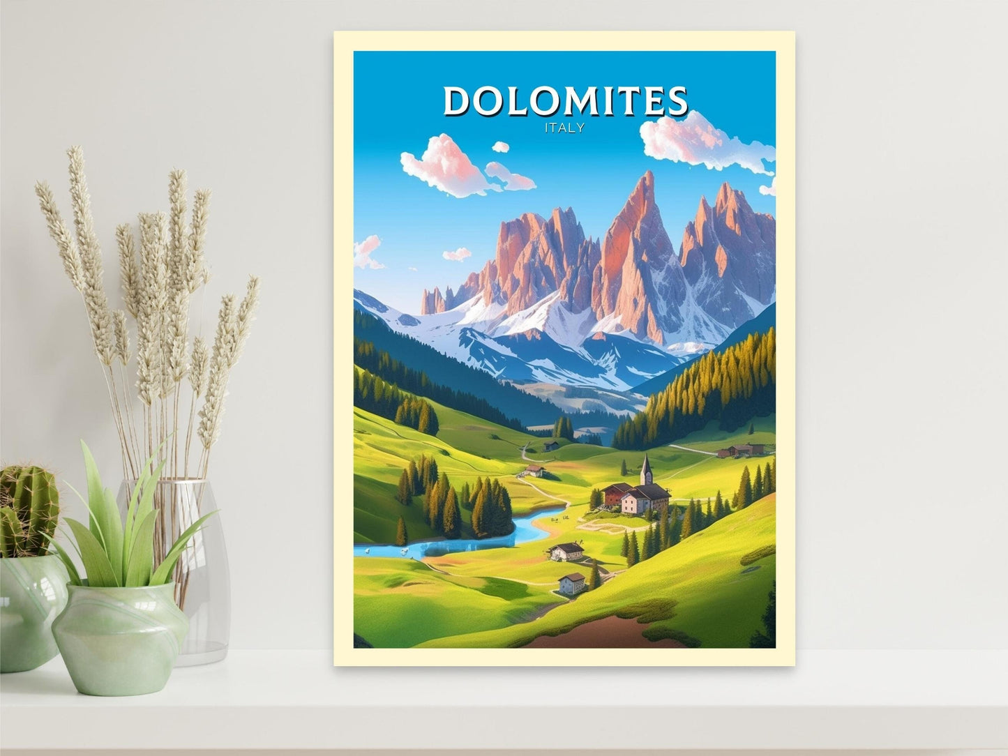 Dolomites Travel Poster | Dolomites Travel Print | Italy Gift | Italy Travel Print | Piave Valley Poster | Housewarming Gift | ID 183