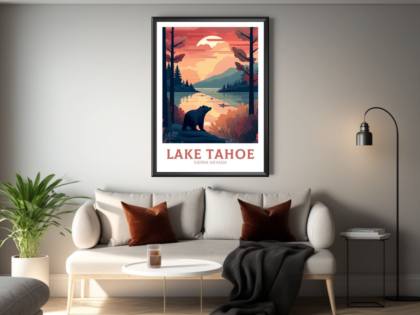 Lake Tahoe Travel Poster | Lake Tahoe Illustration | Lake Tahoe Wall Art | Sierra Nevada Poster | Lake Tahoe Home Décor | ID 195