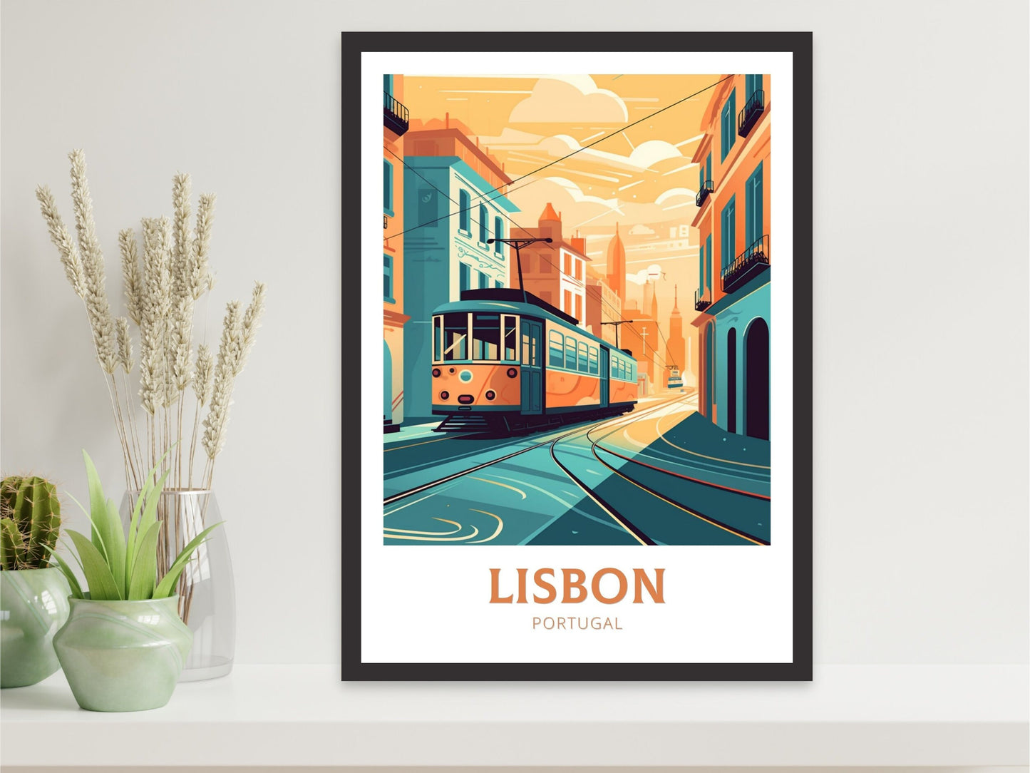 Lisbon Portugal Travel Poster | Lisbon Illustration | Lisbon Wall Art | Portugal Poster | Lisbon Tram Poster | Lisbon Art Poster | ID 196